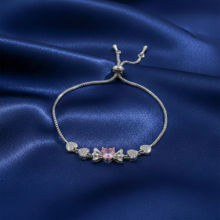 Pink Heart Bow Bracelet
