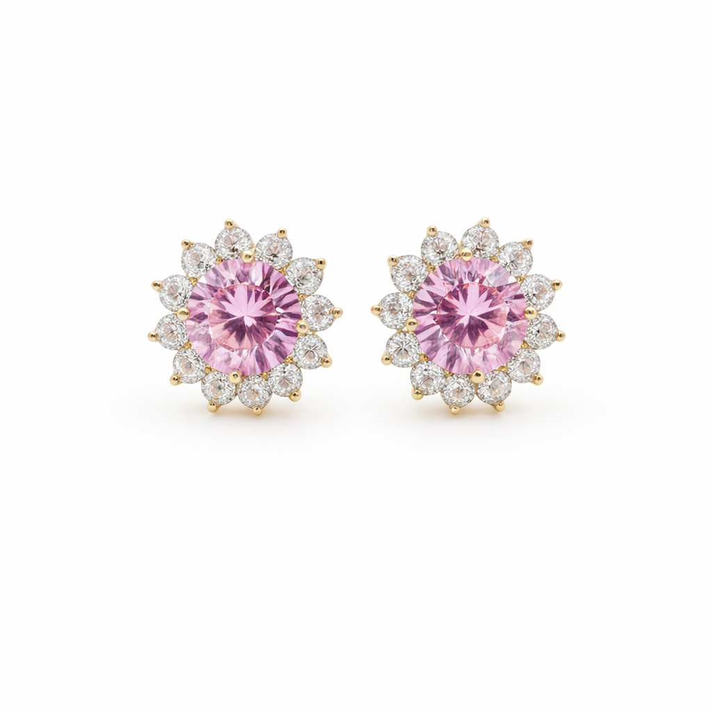 Blush Halo Stud Stud Earrings for women in Gold - Finora Jewels