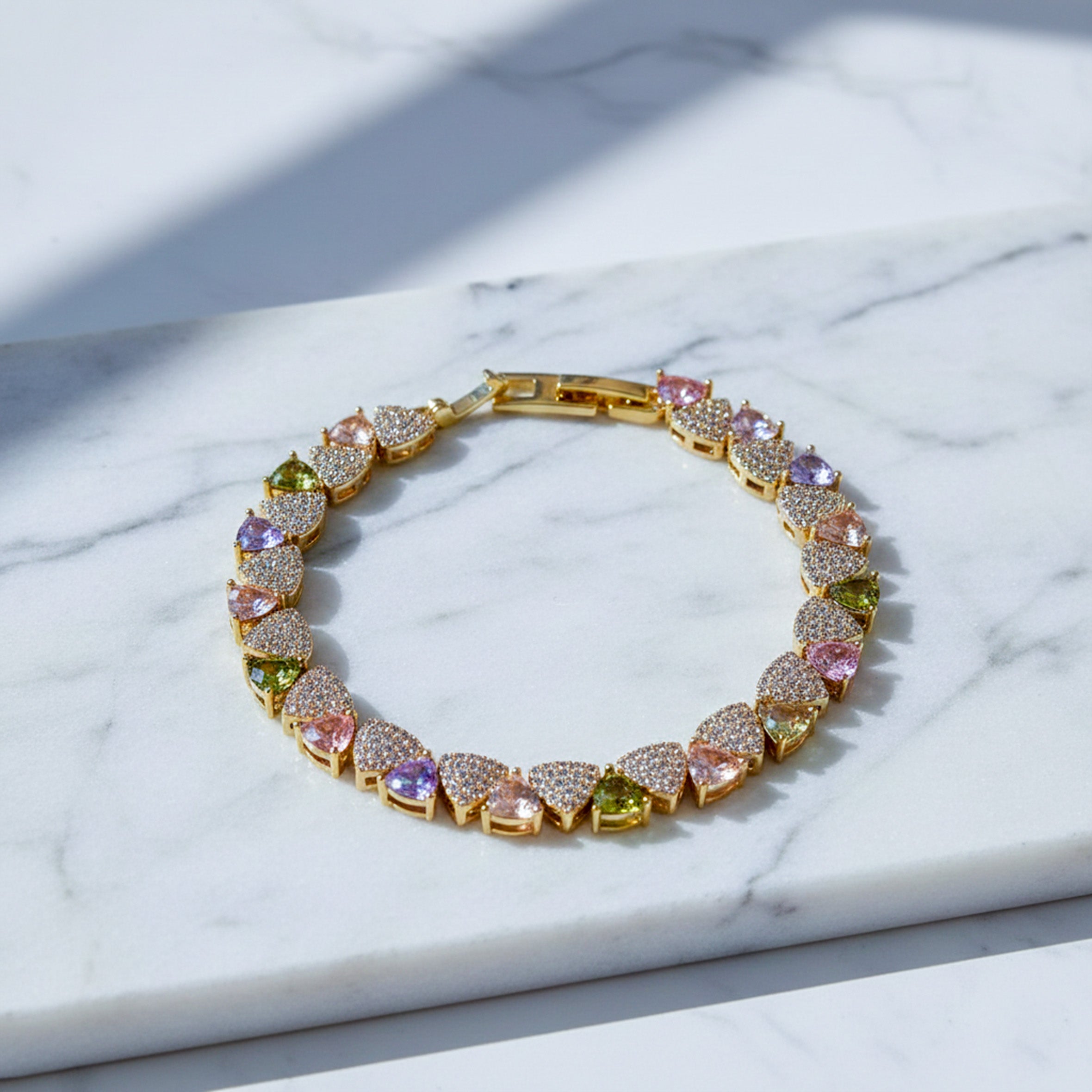 Multi-Color Heart Bracelet for women in Gold - Finora Jewels