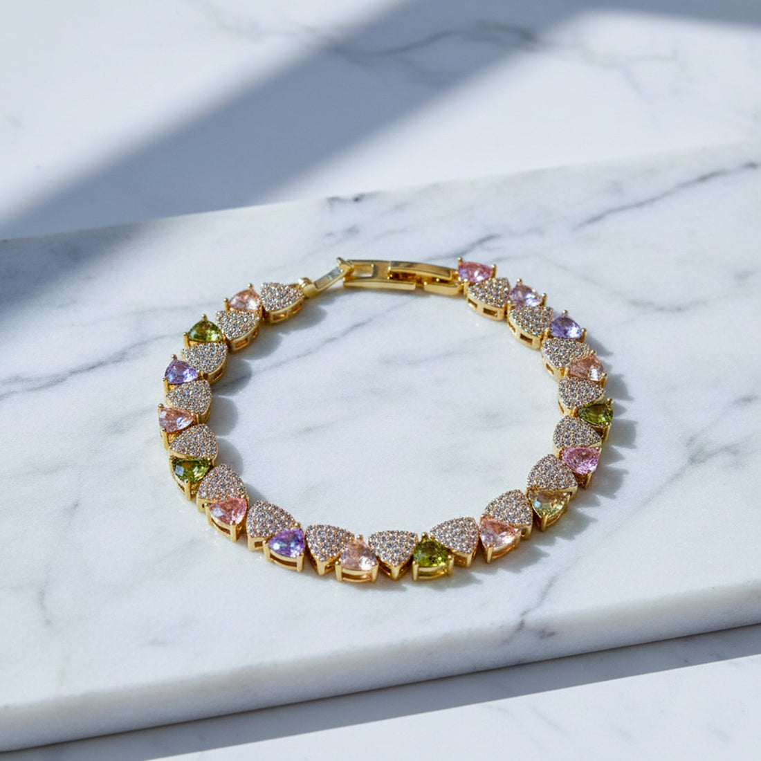 Multi-Color Heart Bracelet for women in Gold - Finora Jewels