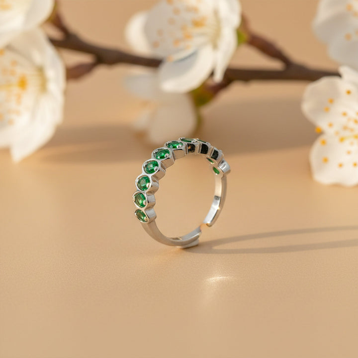 Emerald Arc Adjustable Ring
