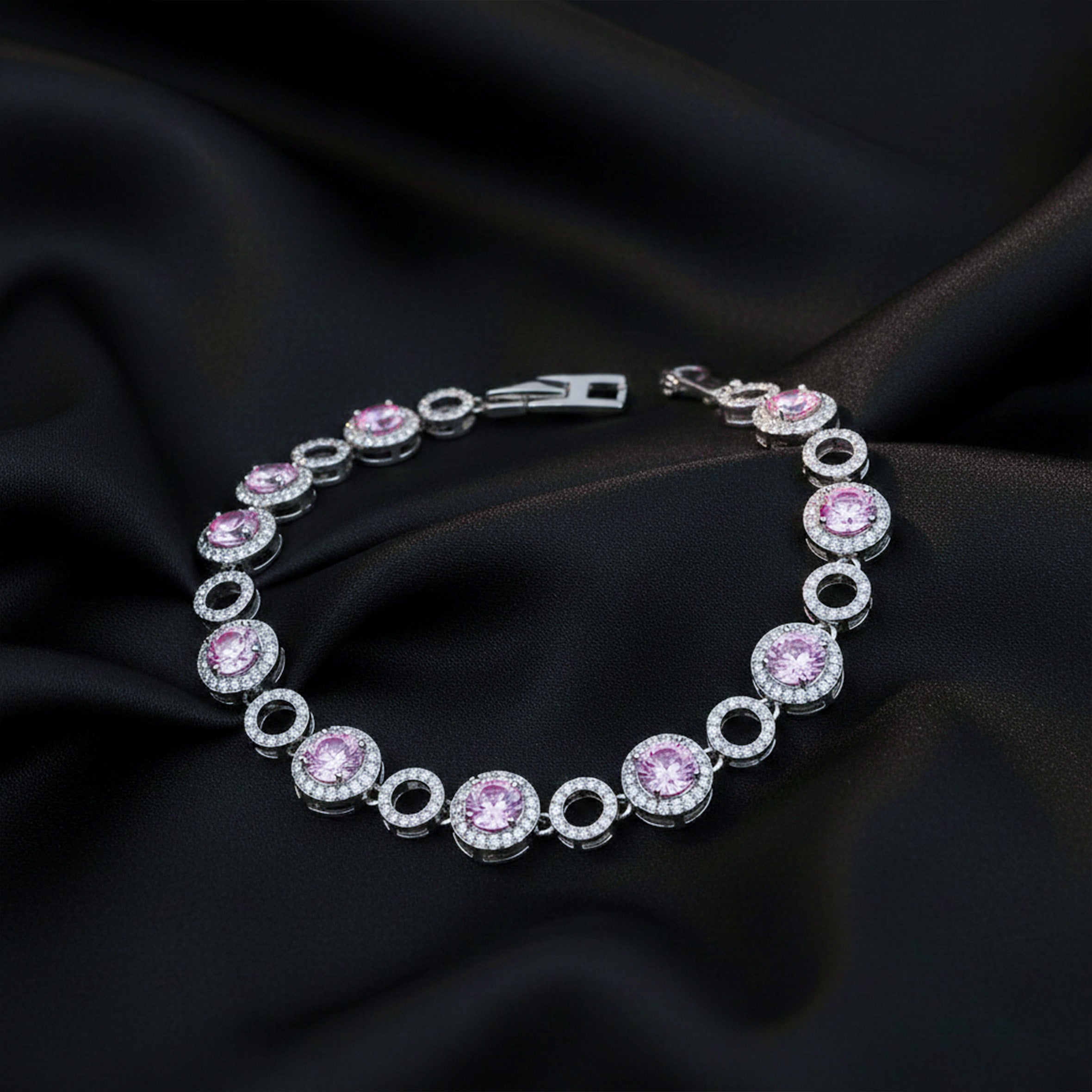 Pink Halo Bracelet for women in Silver - Finora Jewels