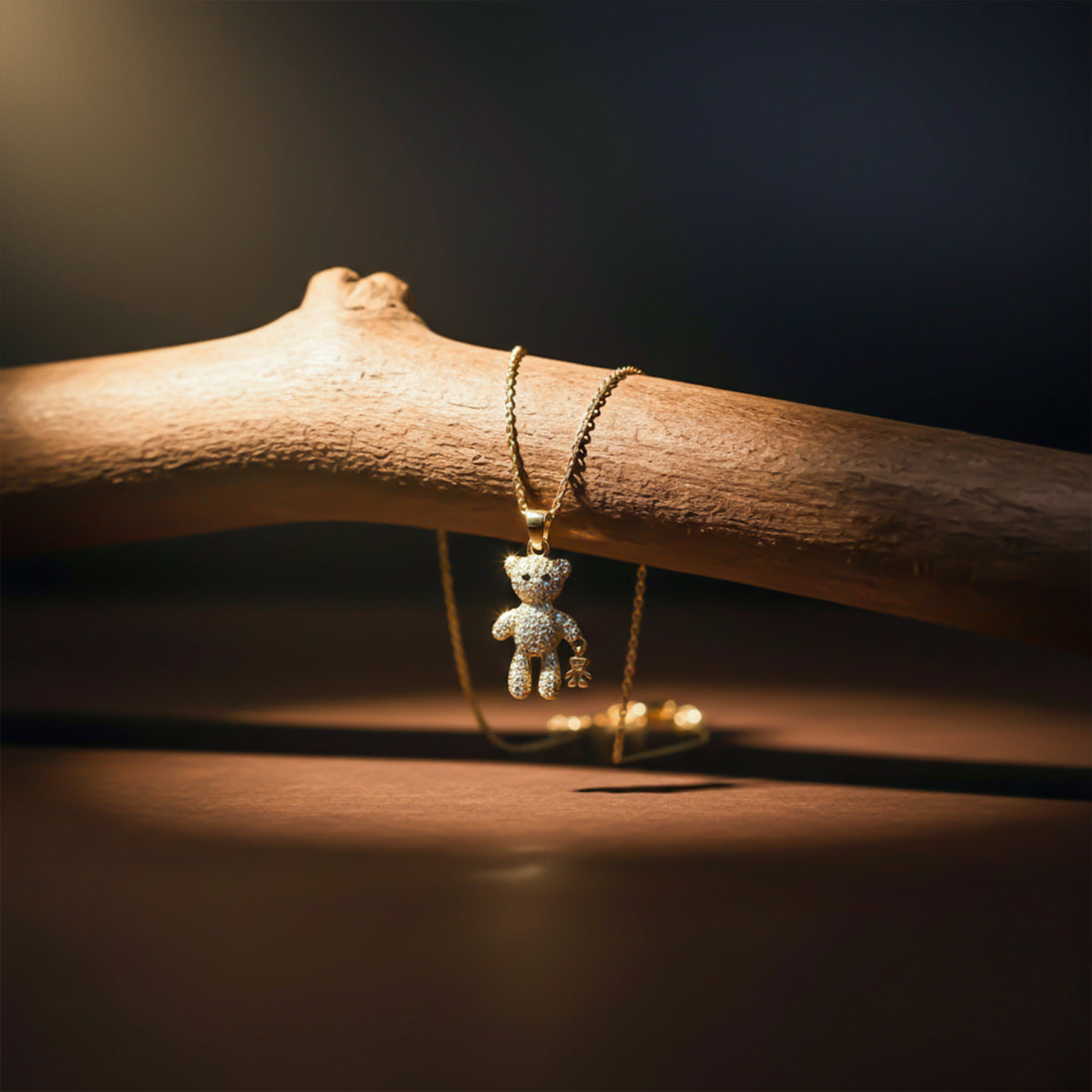 Gold Crystal Teddy Bear Necklace for women - Finora Jewels