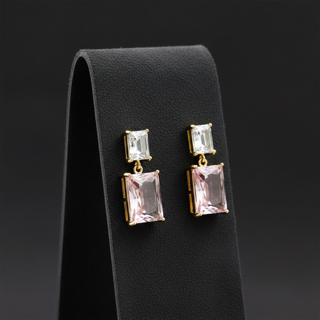 Prism Cubic Zirconia Dangle Ear Studs GWE -161
