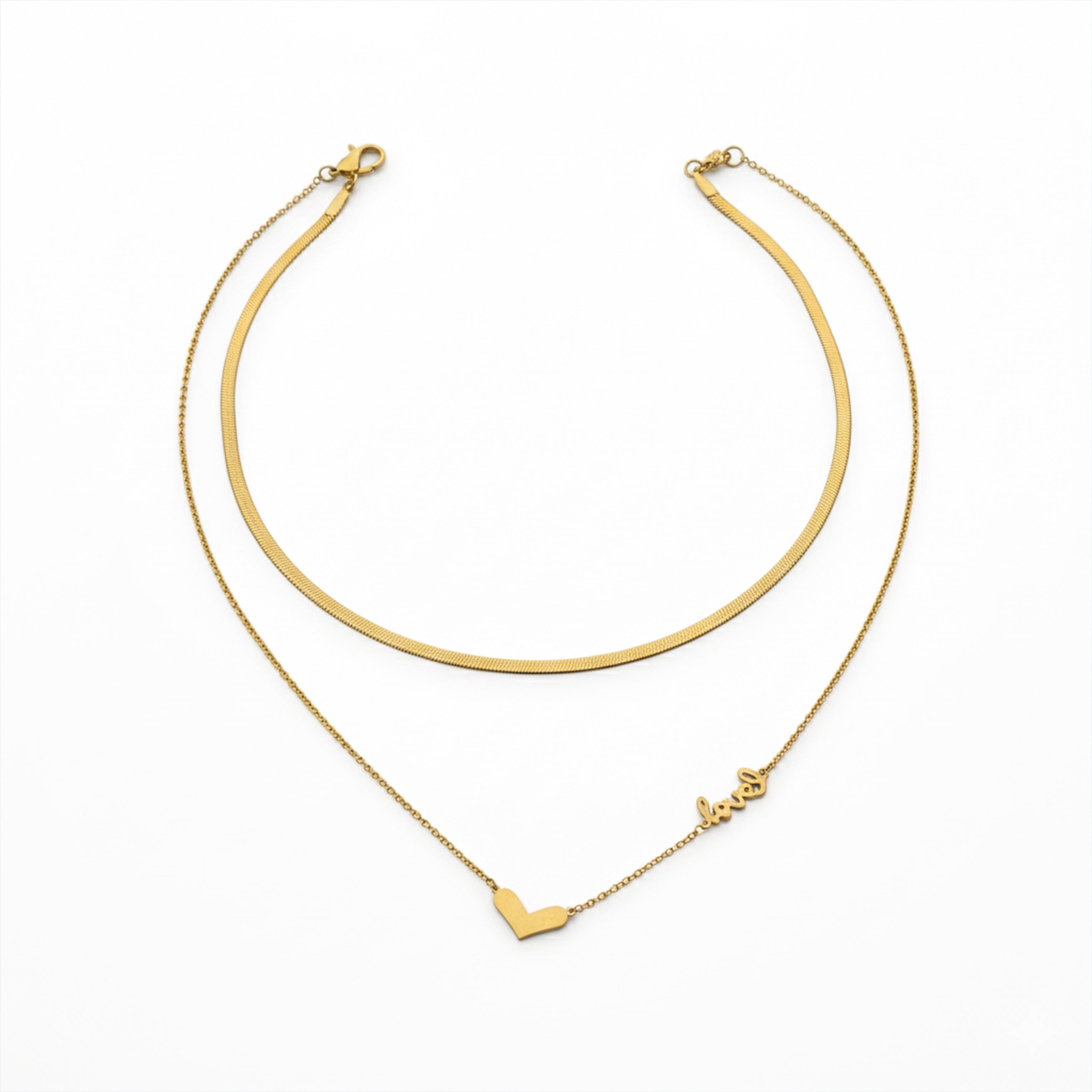 Gold Heart Layered Set Necklace for women - Finora Jewels