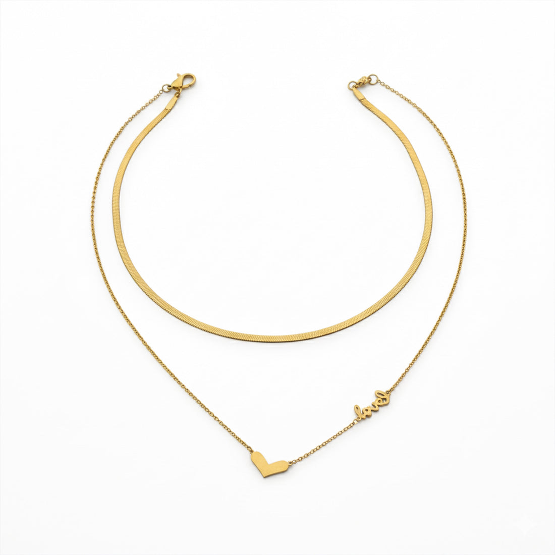 Gold Heart Layered Set Necklace for women - Finora Jewels