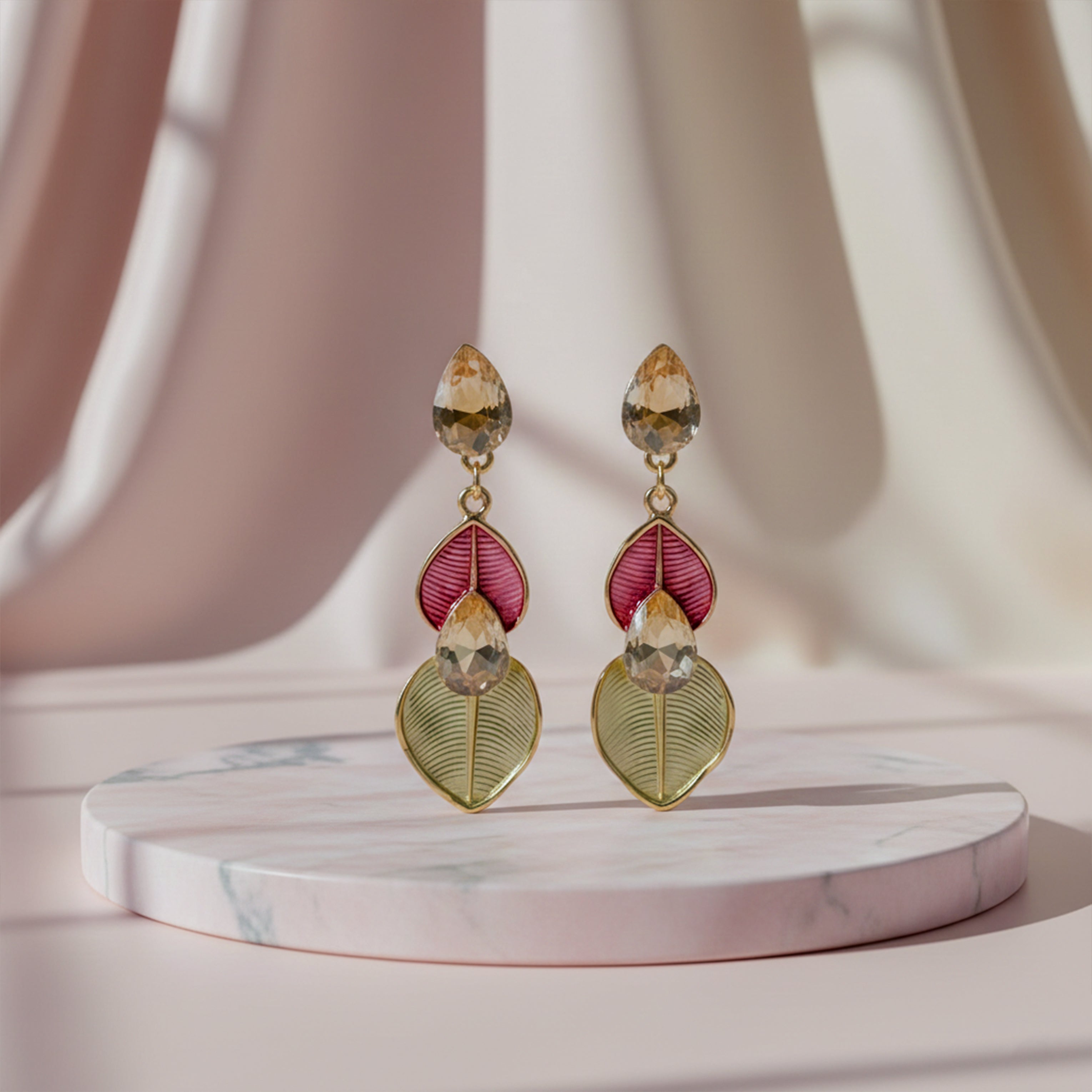 Elegant Leaf Drop Earrings for women in Gold - Finora Jewels