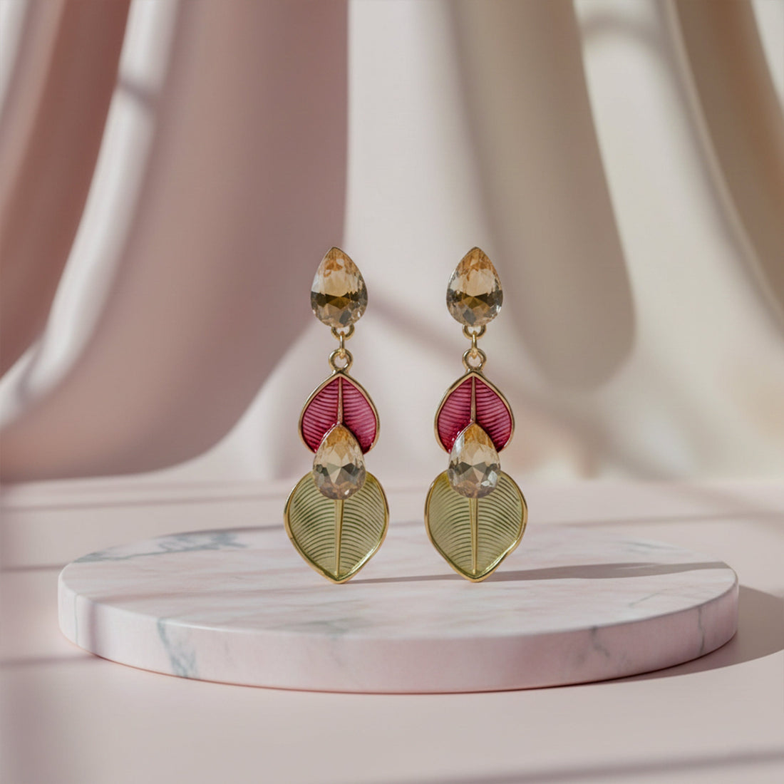 Elegant Leaf Drop Earrings for women in Gold - Finora Jewels