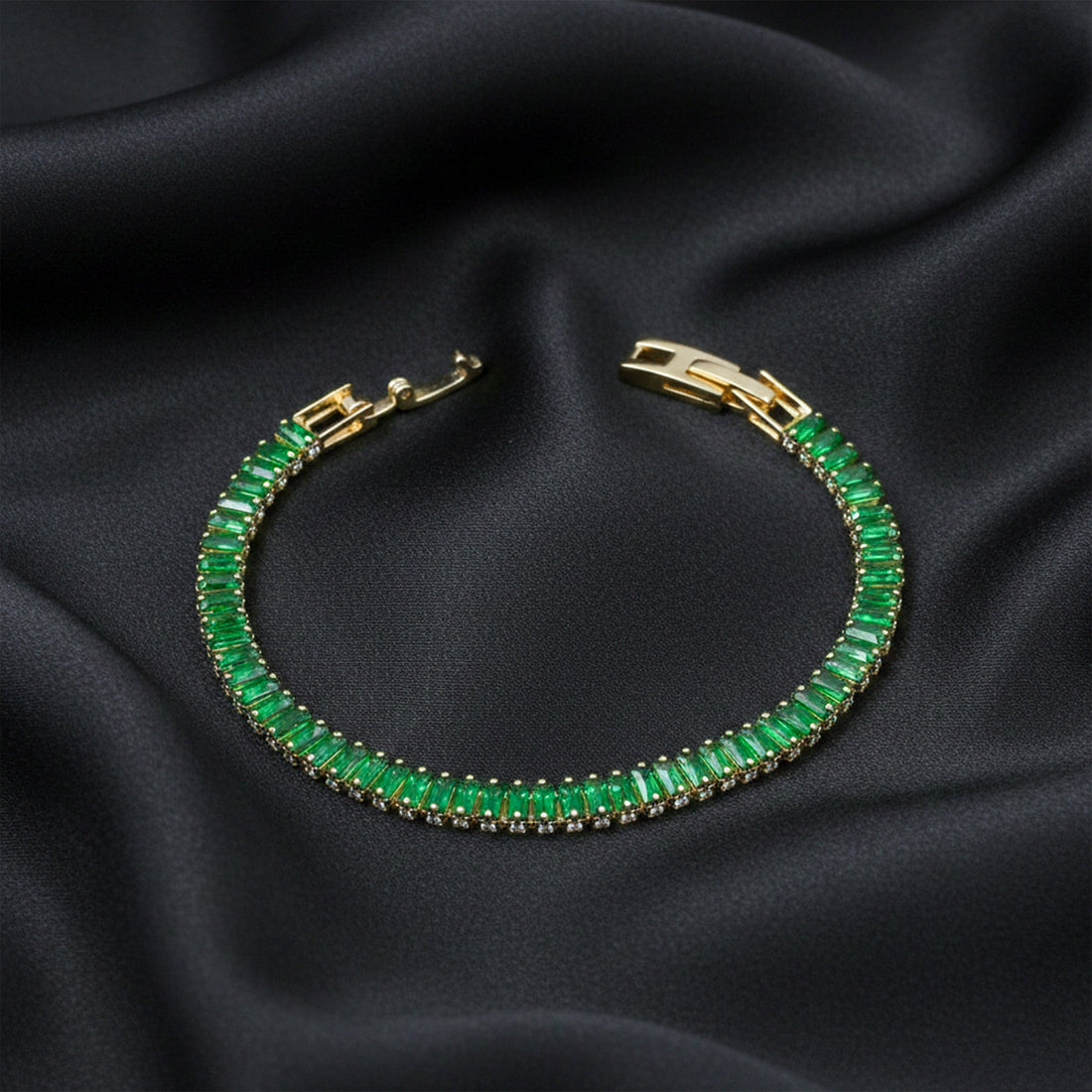 Emerald Baguette Tennis Bracelet for women in Gold - Finora Jewels
