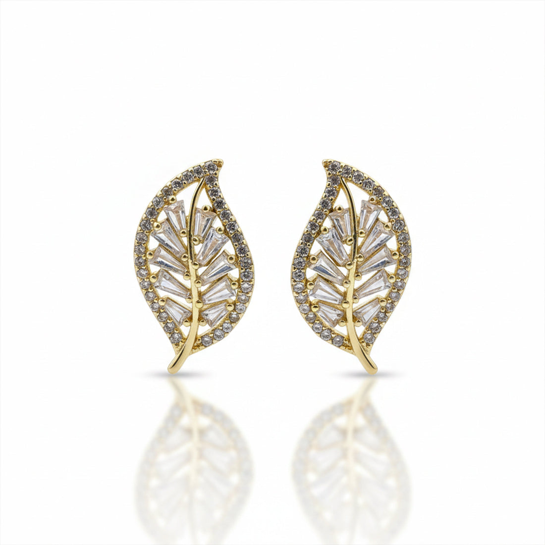 Cubic Zirconia Foliage Post Ear Studs GWE -138