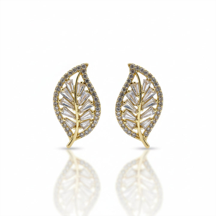 Cubic Zirconia Foliage Post Ear Studs GWE -138