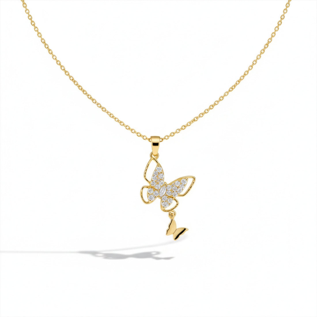Gold Sparkling Crystal Butterfly Necklace for women - Finora Jewels