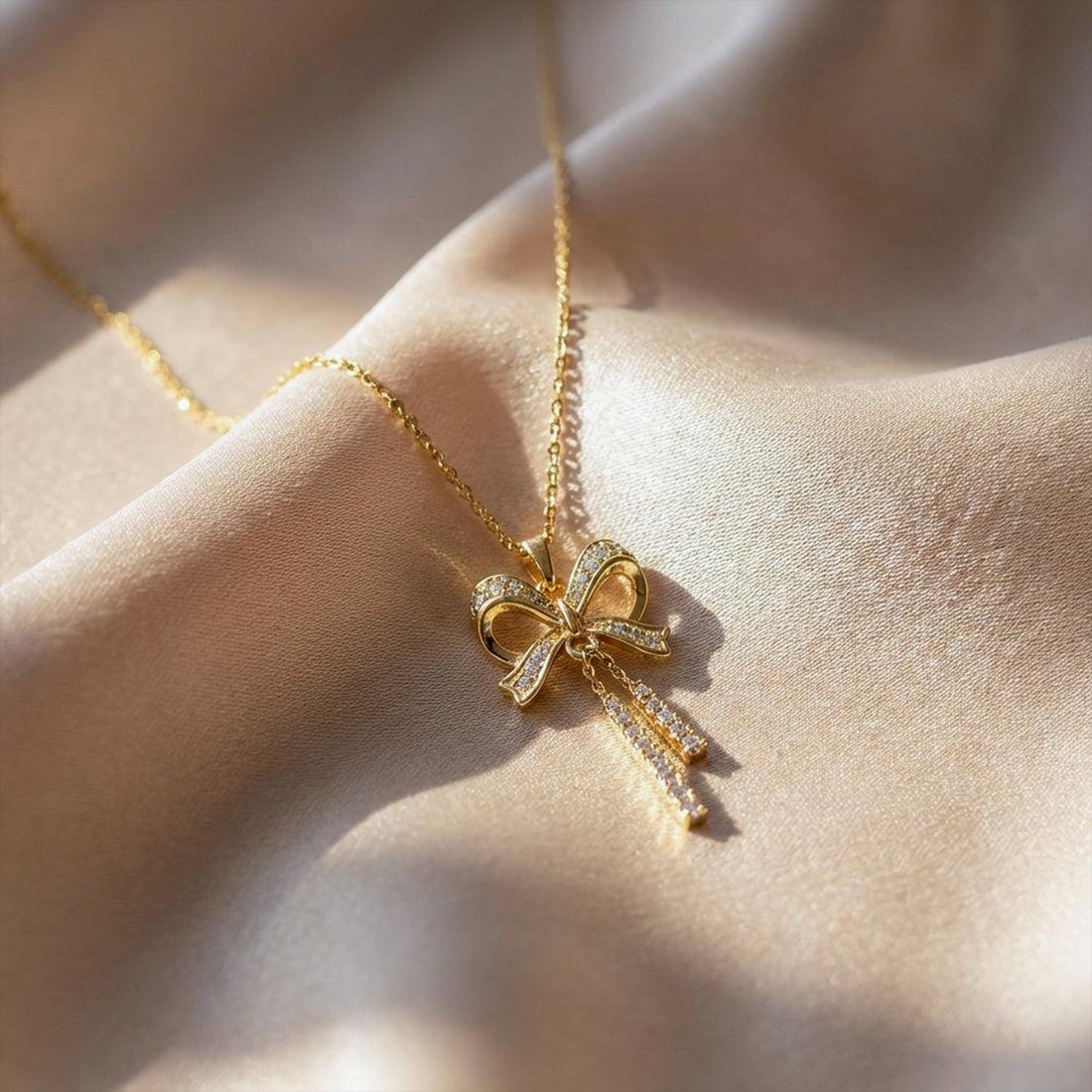 Bow Tassel Necklace for women in Gold - Finora Jewels