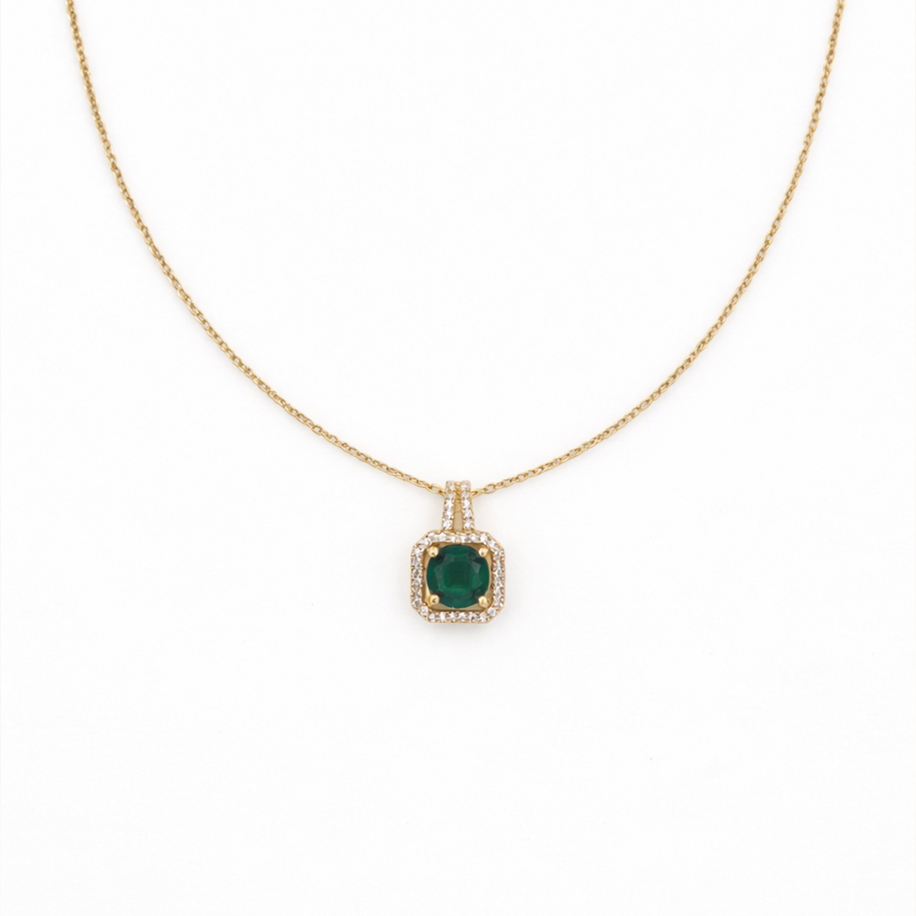 Jade Square-Cut-Cut Encircled Locket Link Set GWN -157