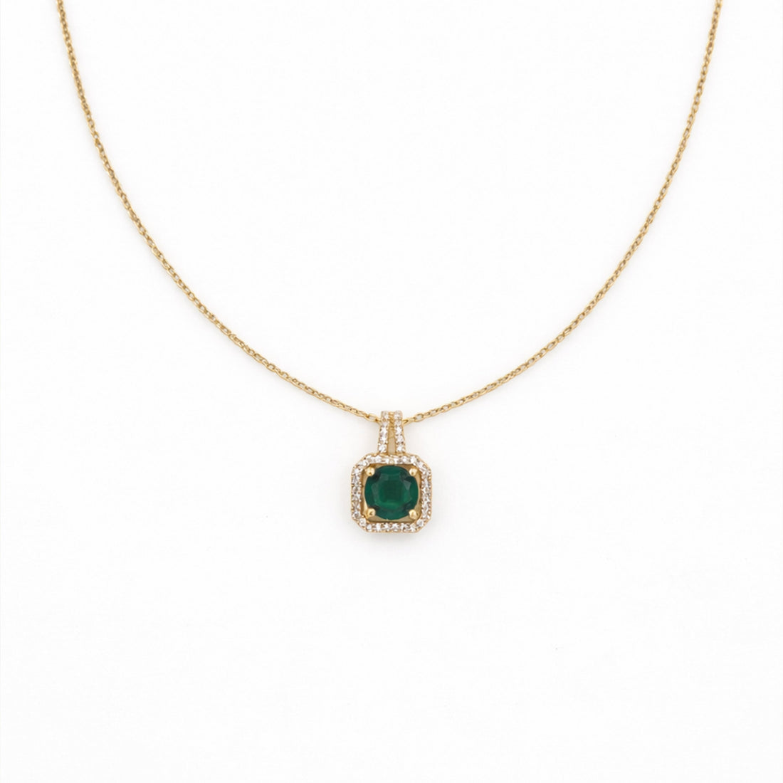 Jade Square-Cut-Cut Encircled Locket Link Set GWN -157