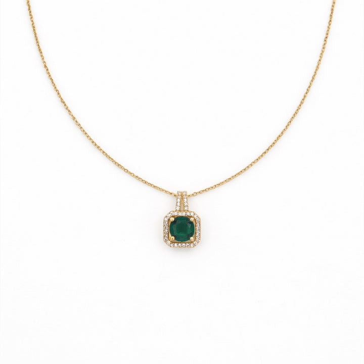 Jade Square-Cut-Cut Encircled Locket Link Set GWN -157