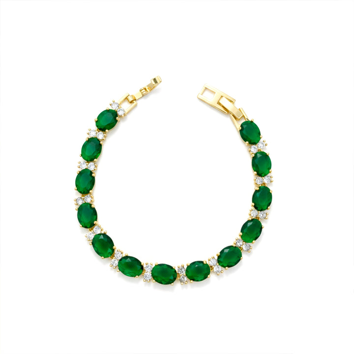 Emerald Green Oval Tennis Bracelet