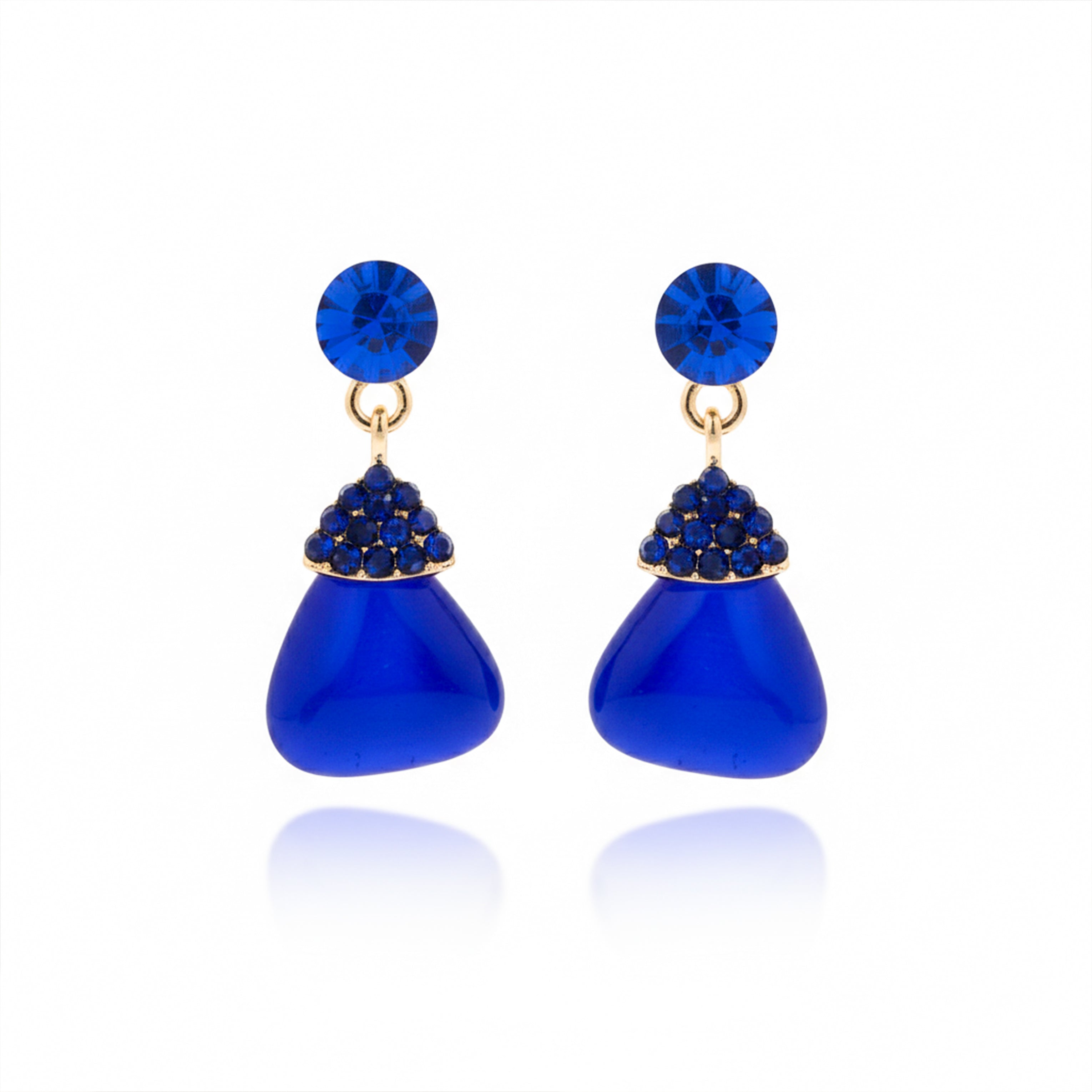 Regal Blue Pear-Cut Ear Studs GWE -215