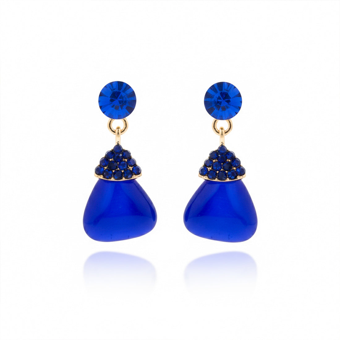 Regal Blue Pear-Cut Ear Studs GWE -215