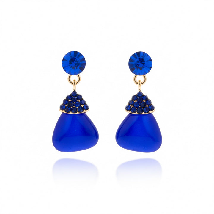 Regal Blue Pear-Cut Ear Studs GWE -215