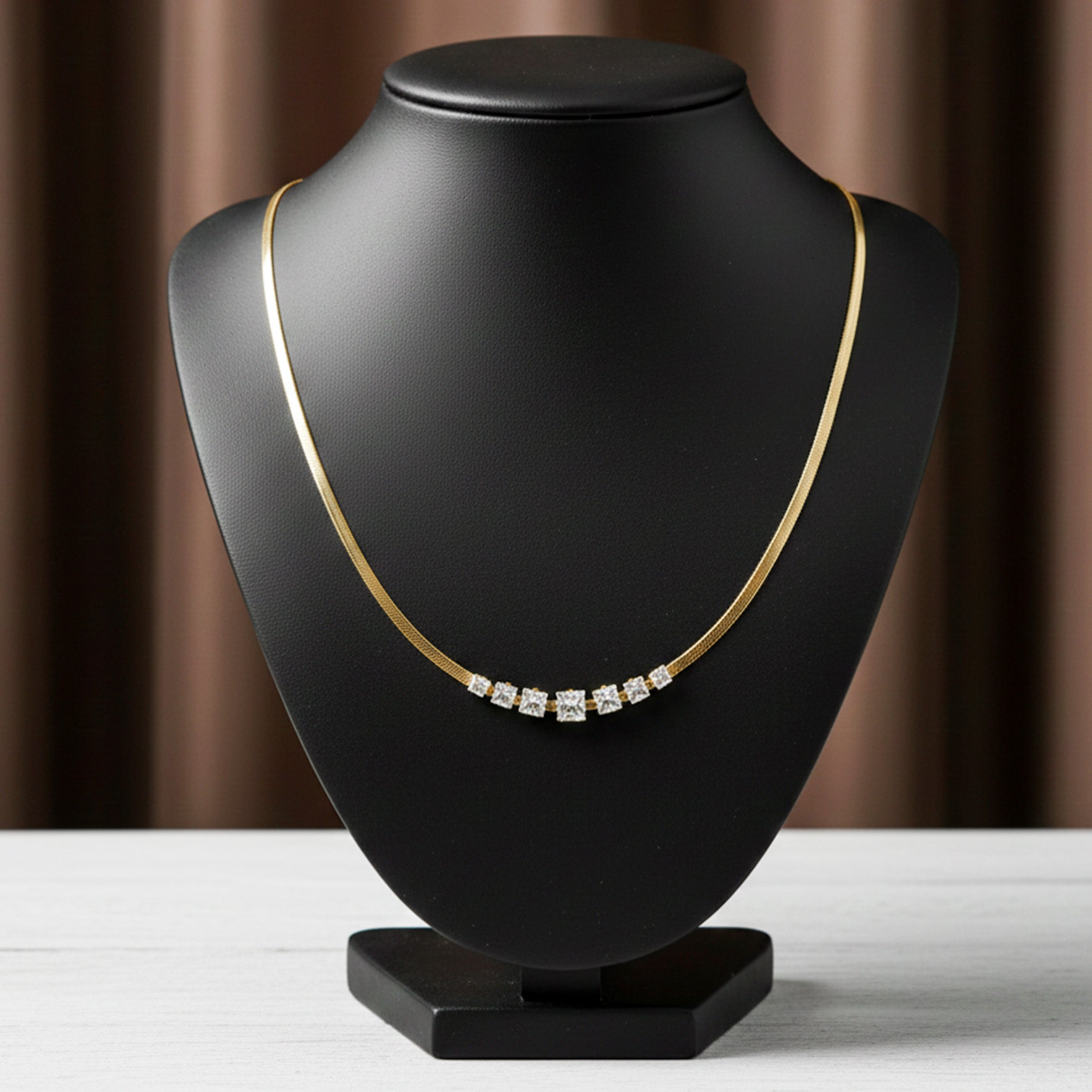 Cubic Zirconia Stick Chevron women Neckless GWN -128