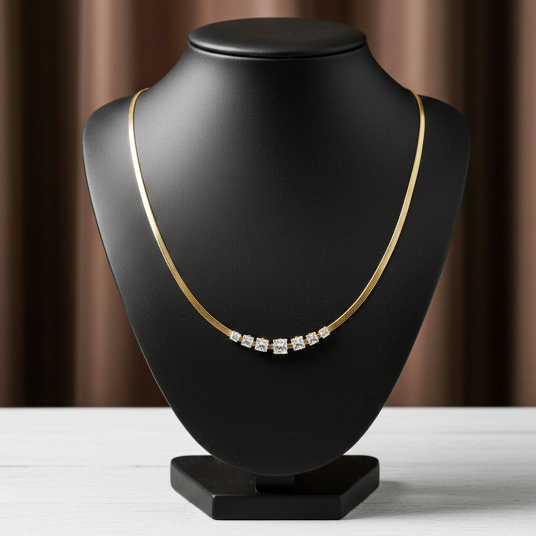 Cubic Zirconia Stick Chevron women Neckless GWN -128