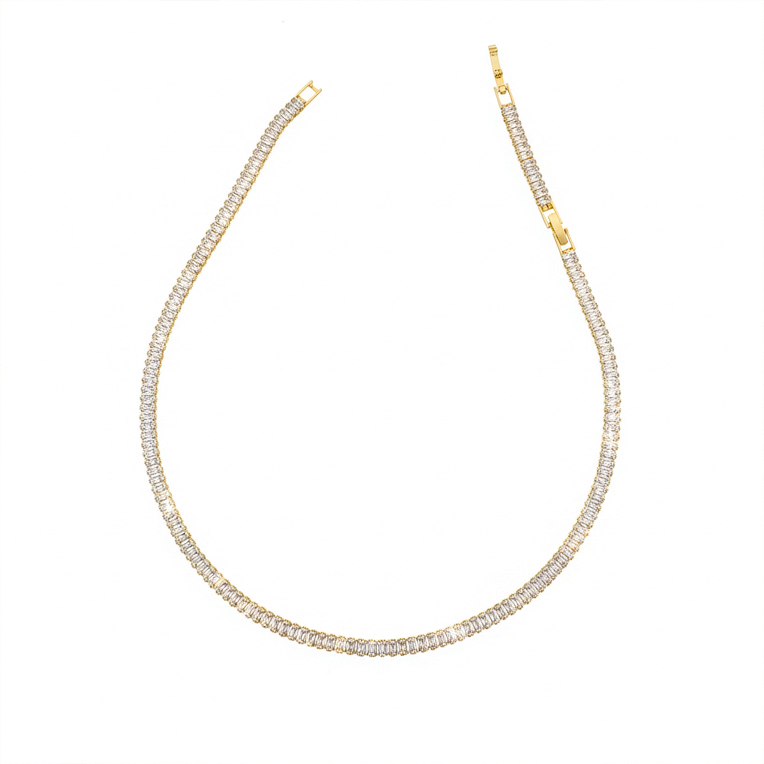 Gold Short Description Elegant Gold-plated Tennis Necklace for women - Finora Jewels