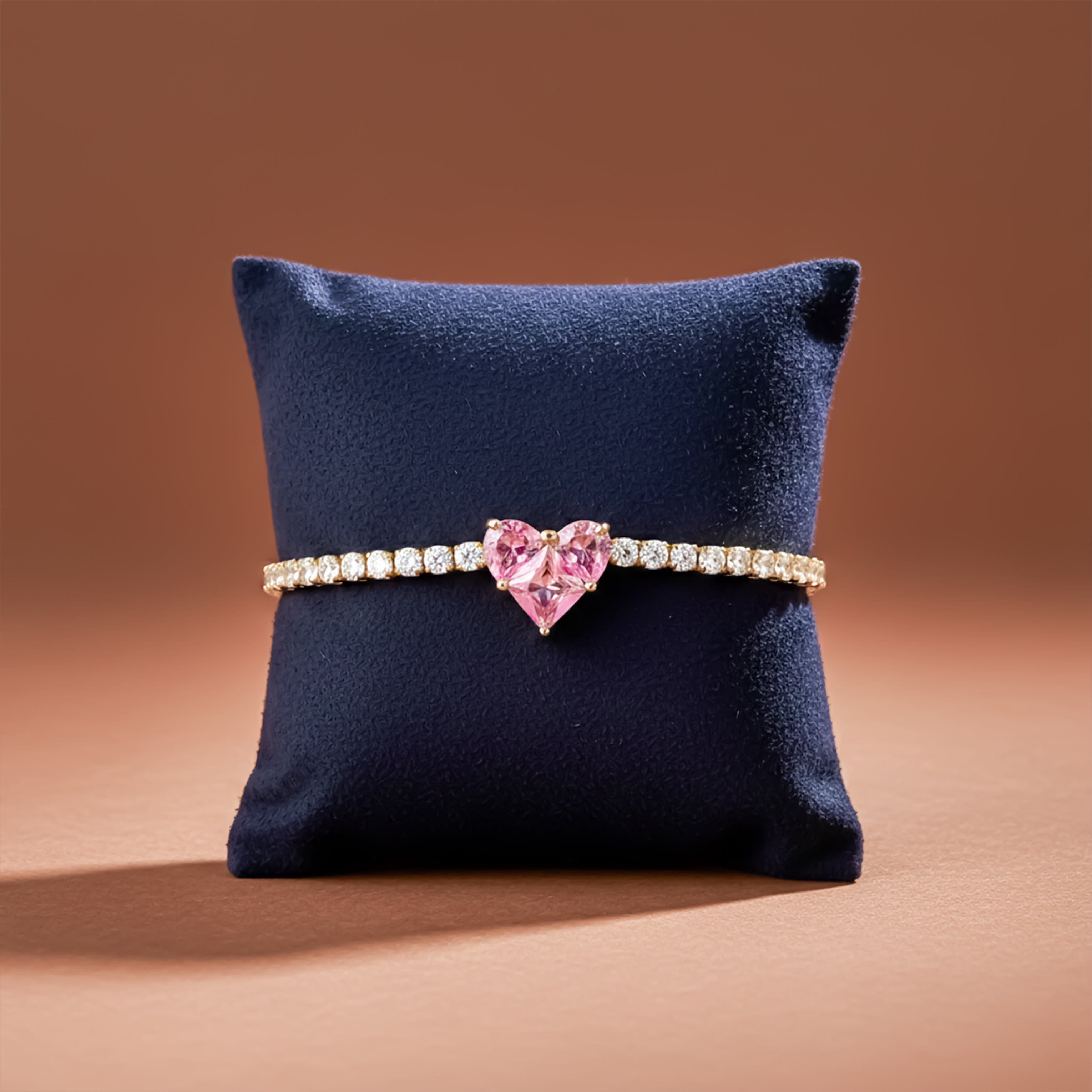 Gold Pink Heart Bracelet for women - Finora Jewels