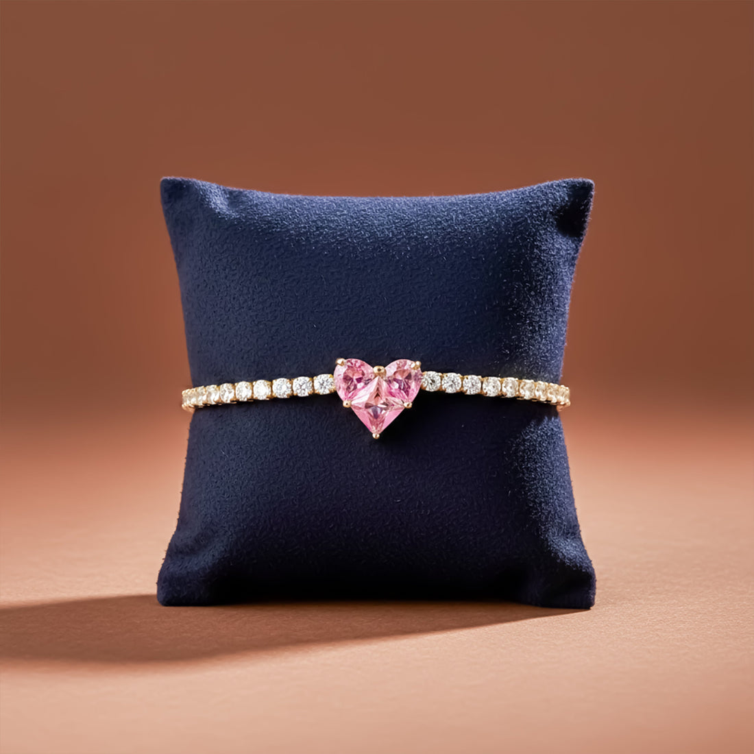 Gold Pink Heart Bracelet for women - Finora Jewels