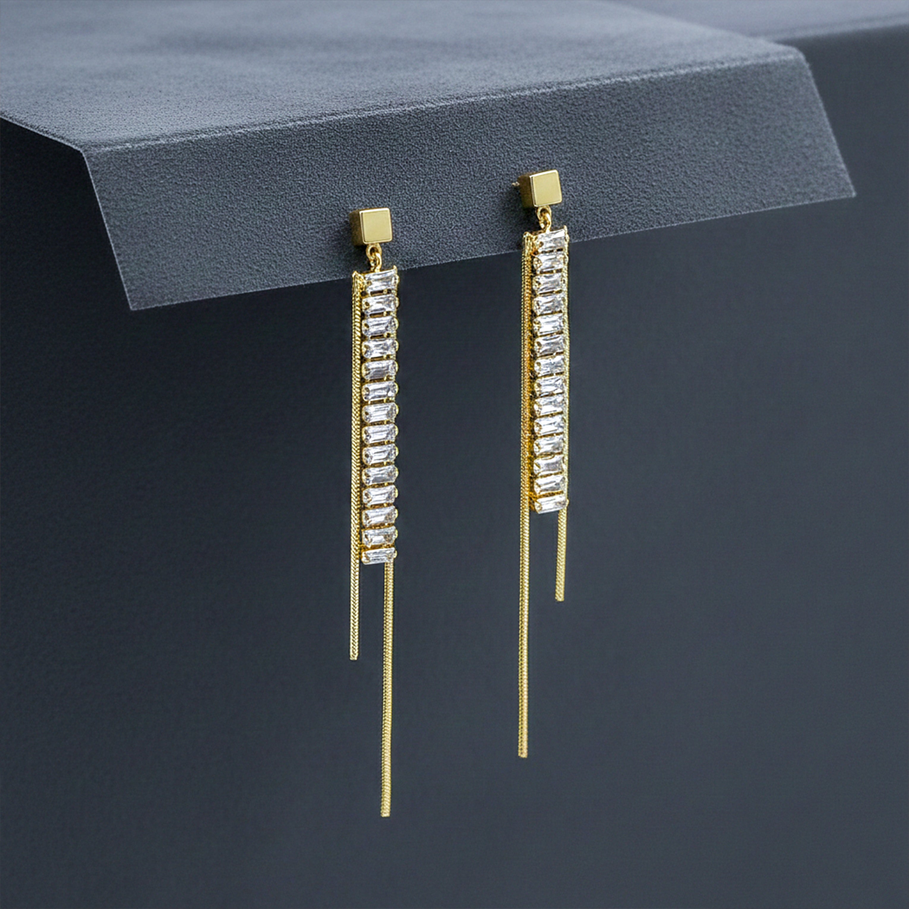Gold CascadE Stud Earrings for women - Finora Jewels