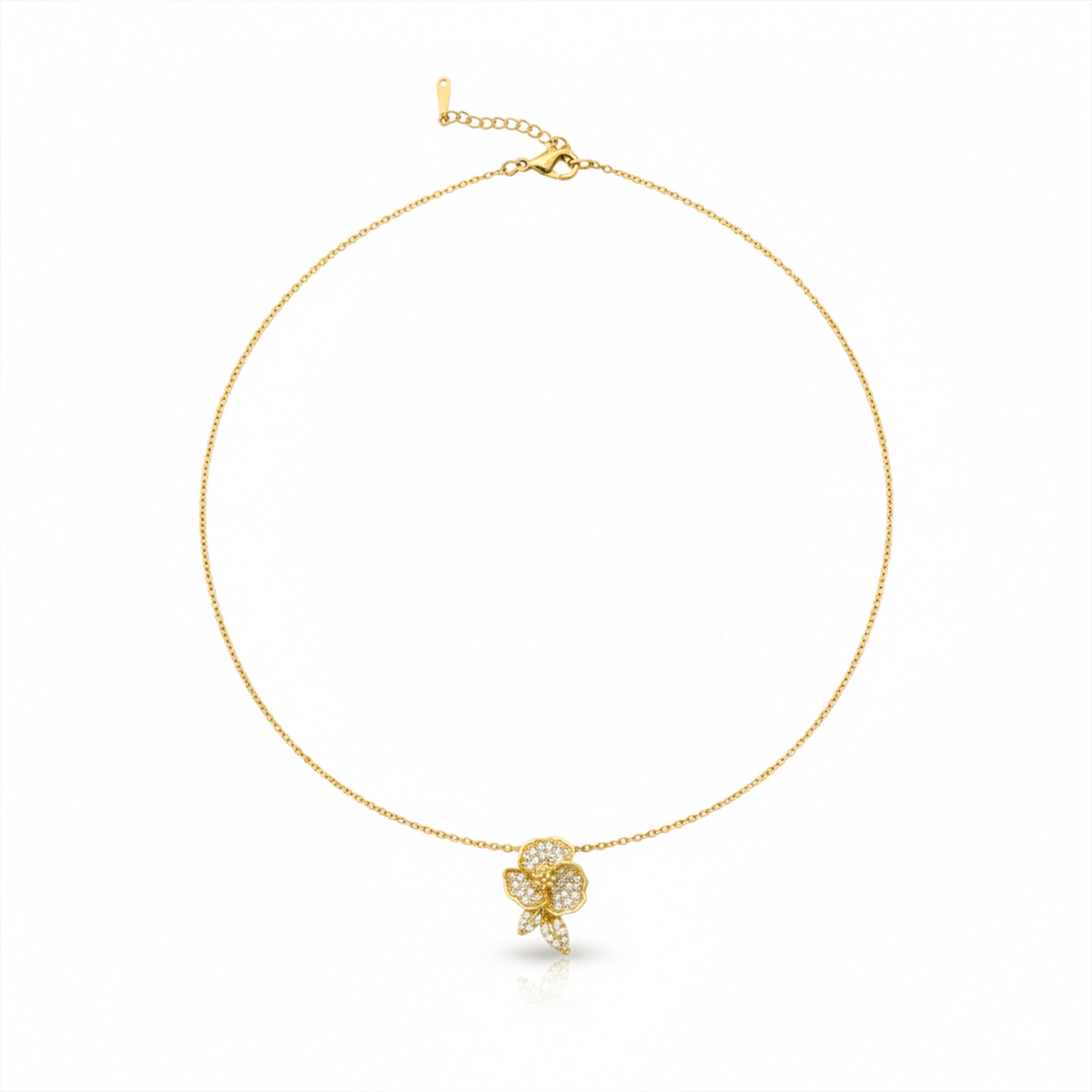 Women Necklace Crystal Flower Gold jewellery - Finora Jewels