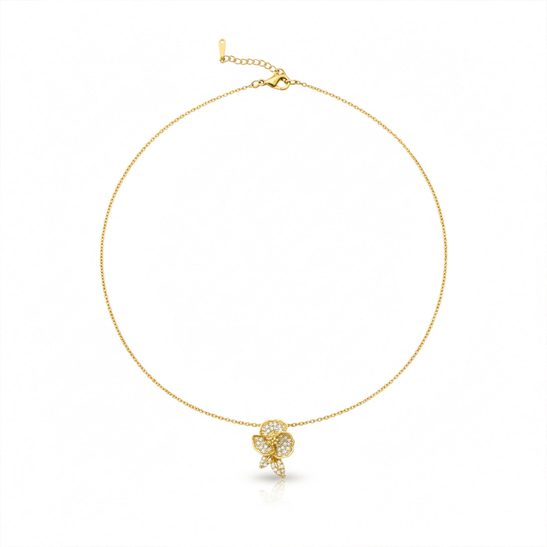 Women Necklace Crystal Flower Gold jewellery - Finora Jewels