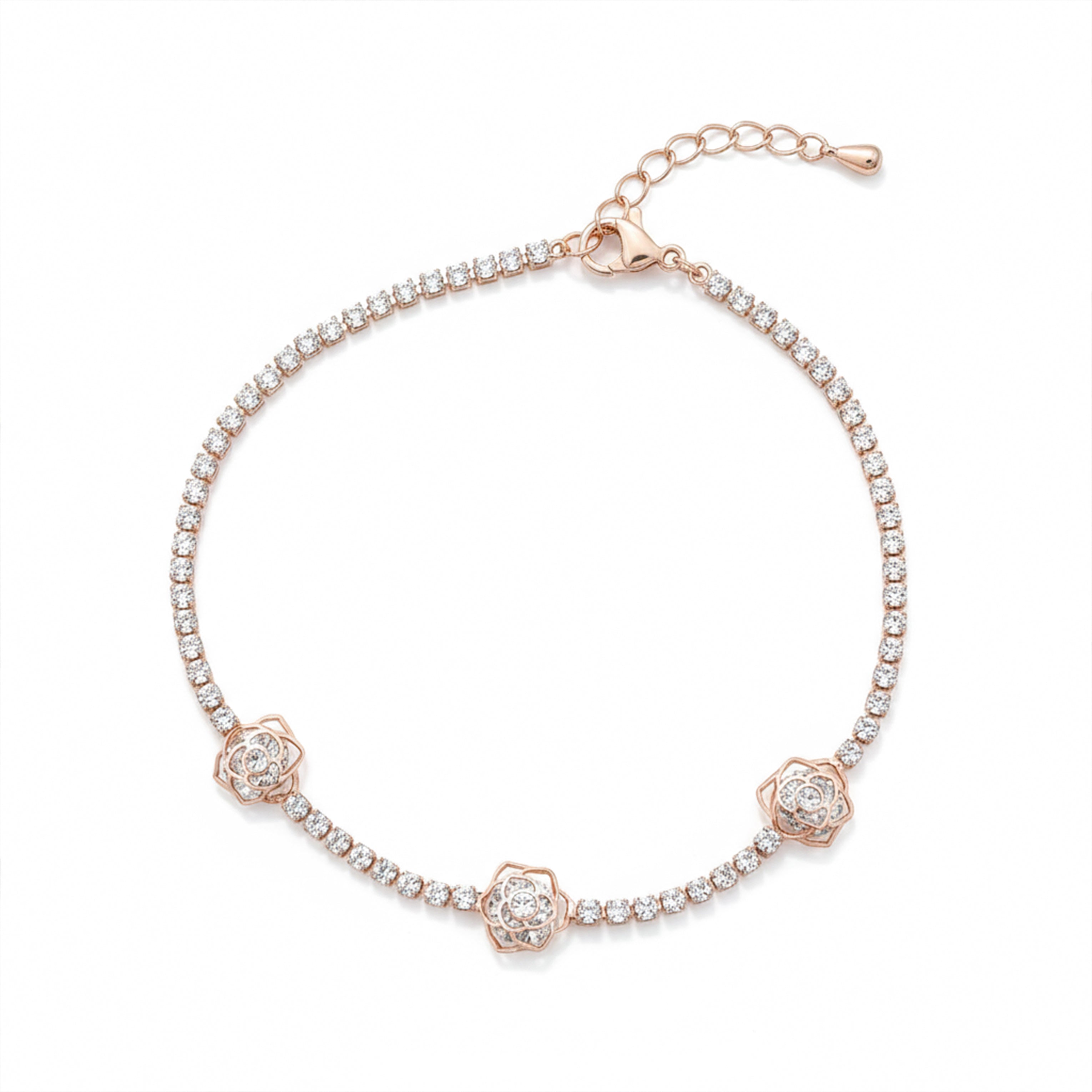 Women Bracelet Floral Tennis Rose Gold jewellery - Finora Jewels