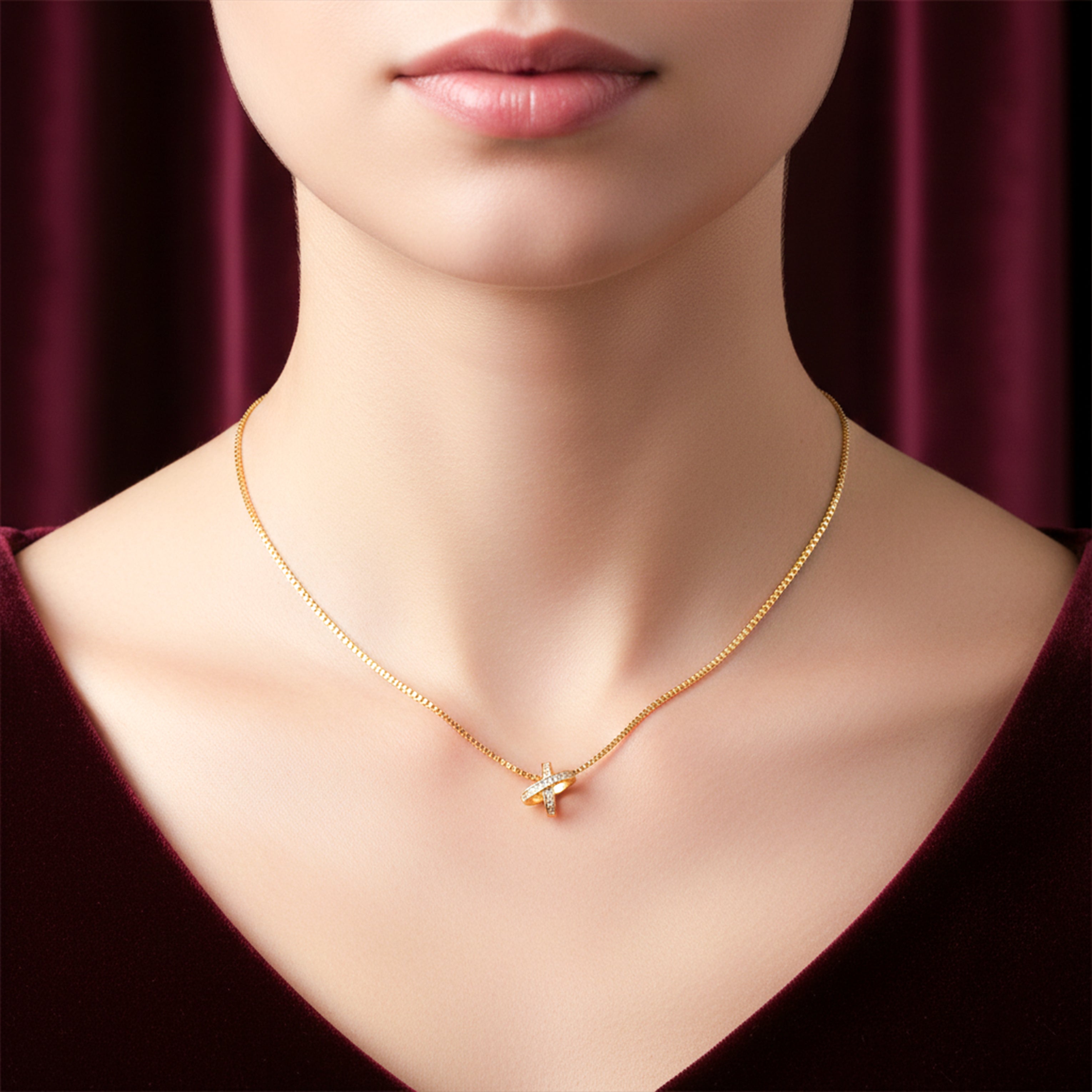 Gold-Toned Criss-Crucifix Spark Locket Link Set GWN -59