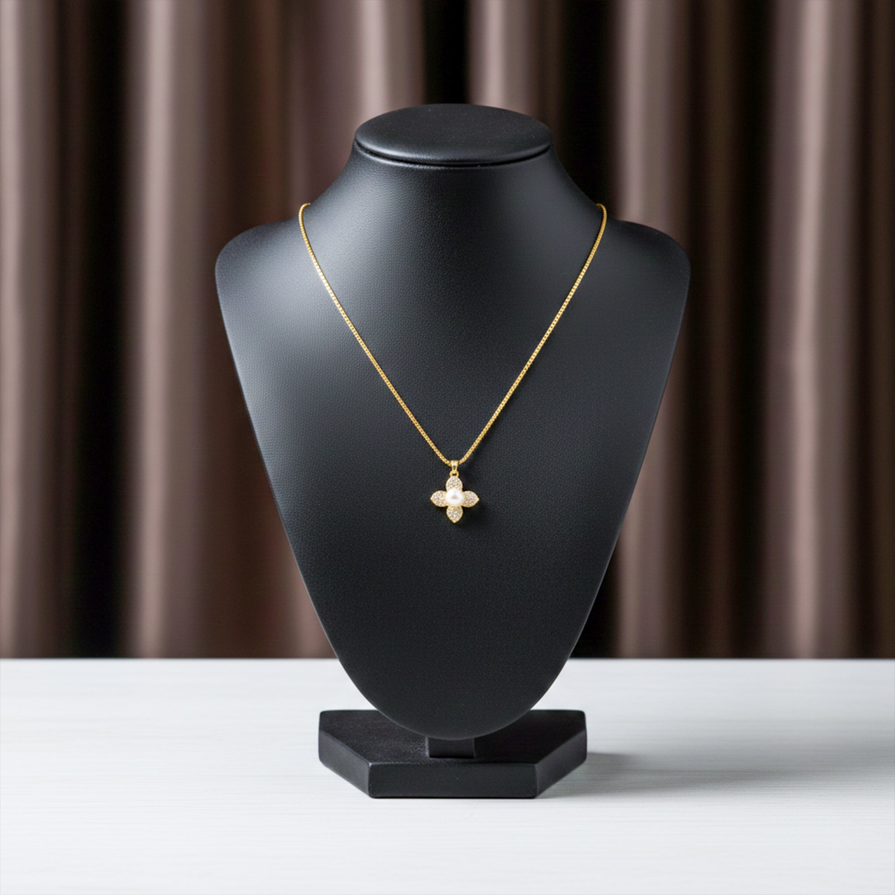 Gold-Toned Moti Foliage Locket Link Set GWN -53