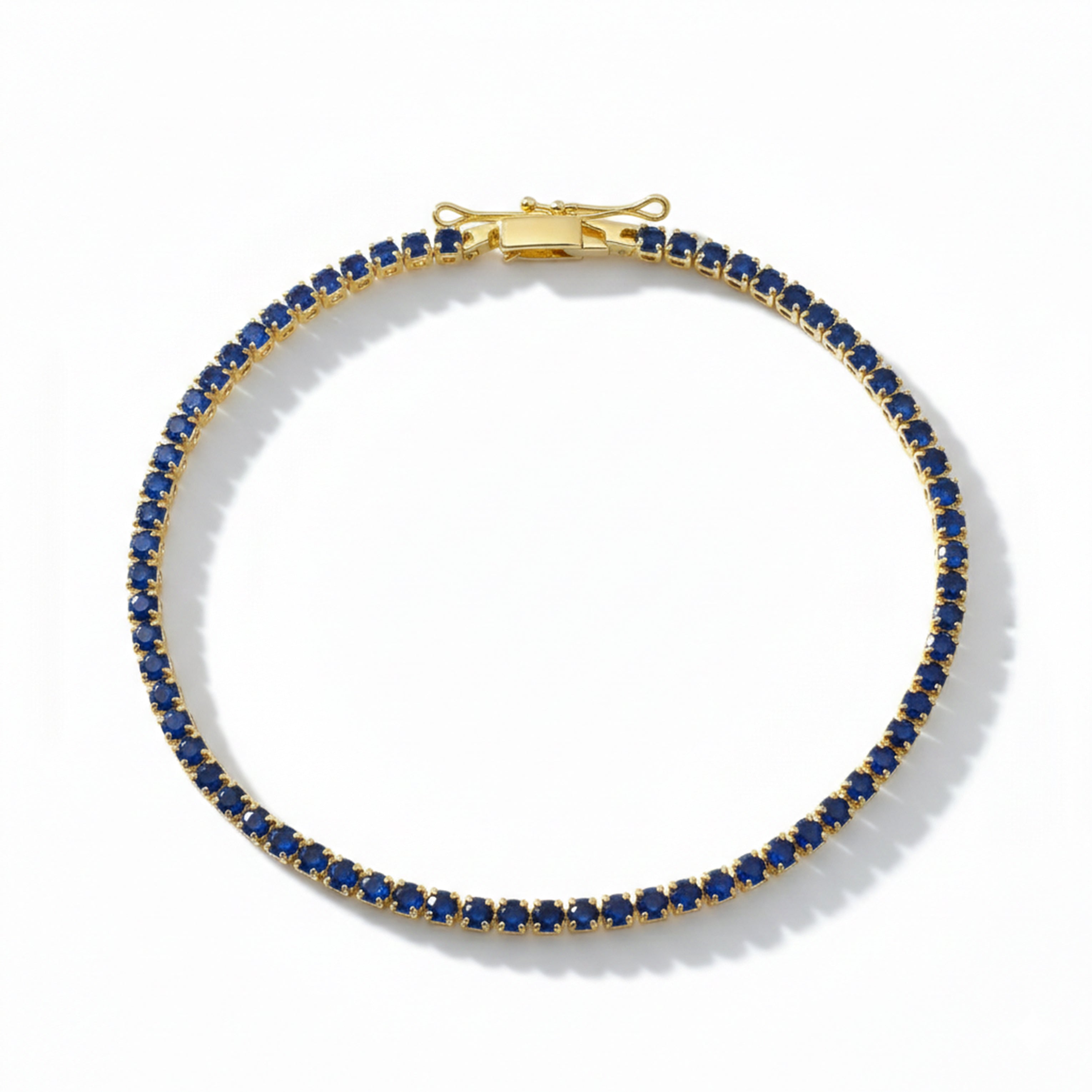 Royal Blue Sapphire Tennis Bracelet for women in Gold - Finora Jewels