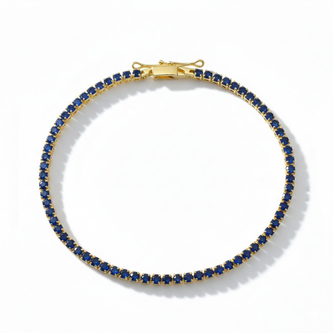 Royal Blue Sapphire Tennis Bracelet for women in Gold - Finora Jewels