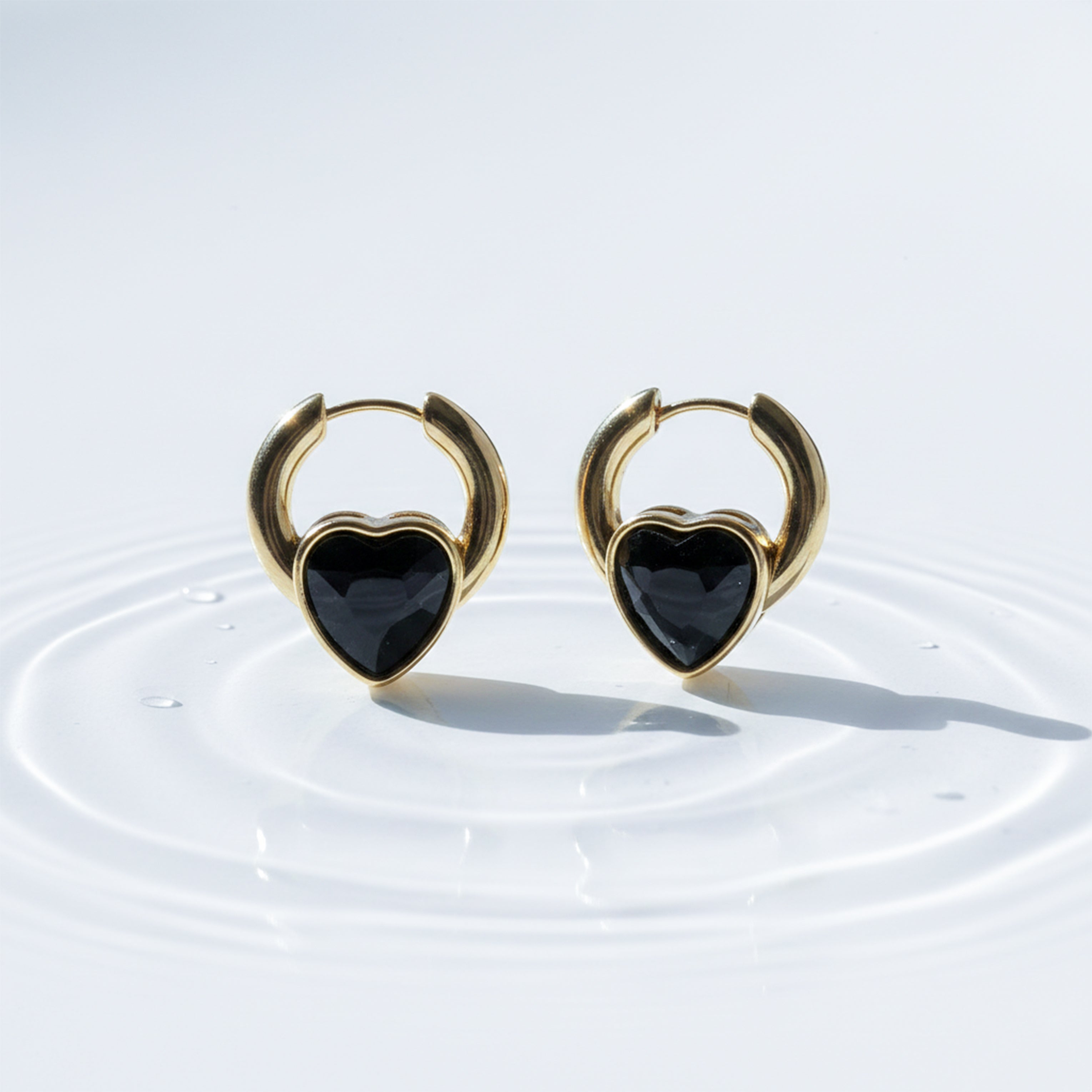 Women Hoop Earrings Midnight Heart Hoop Gold jewellery - Finora Jewels