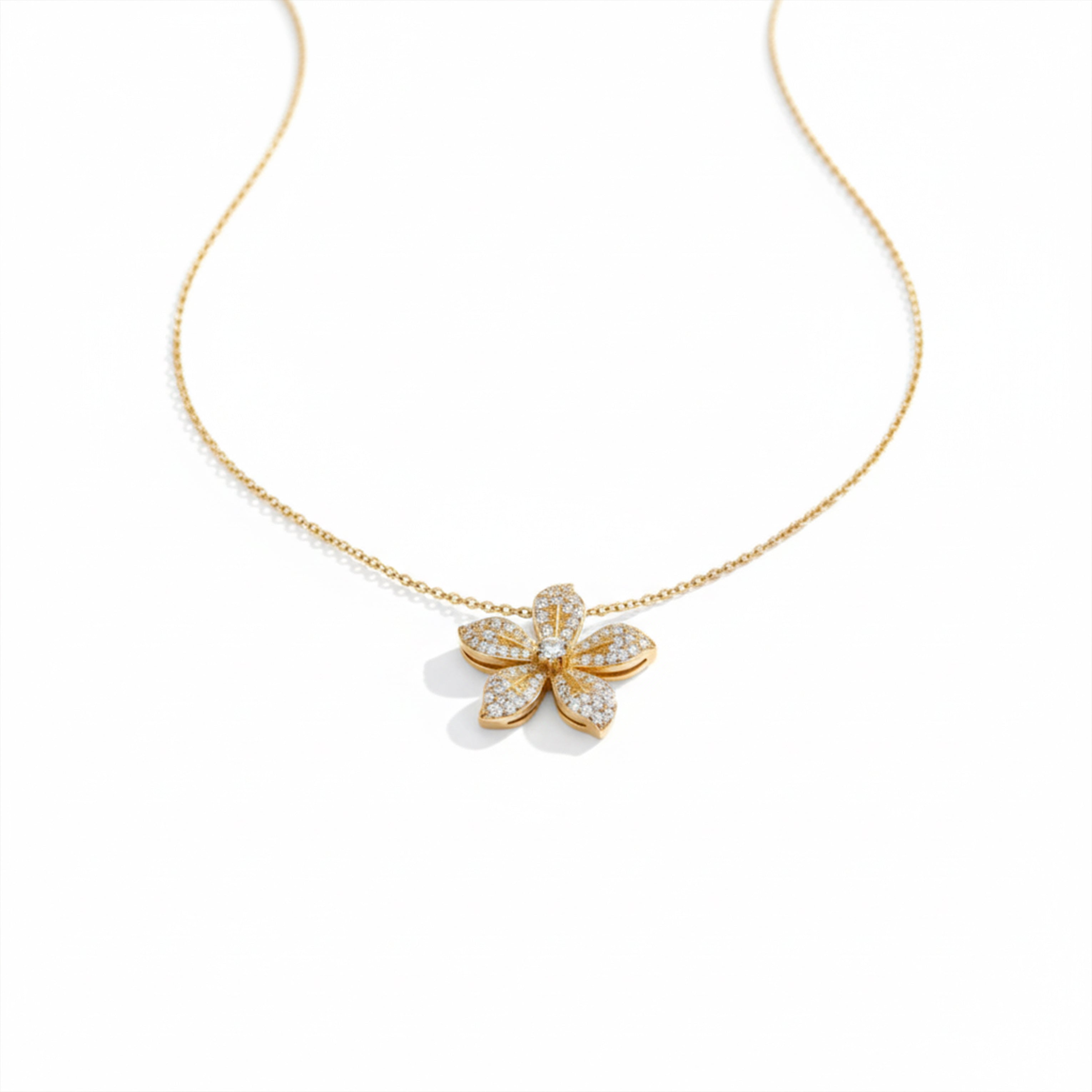 Women Necklace Brilliant Crystal Flower Statement Gold jewellery - Finora Jewels