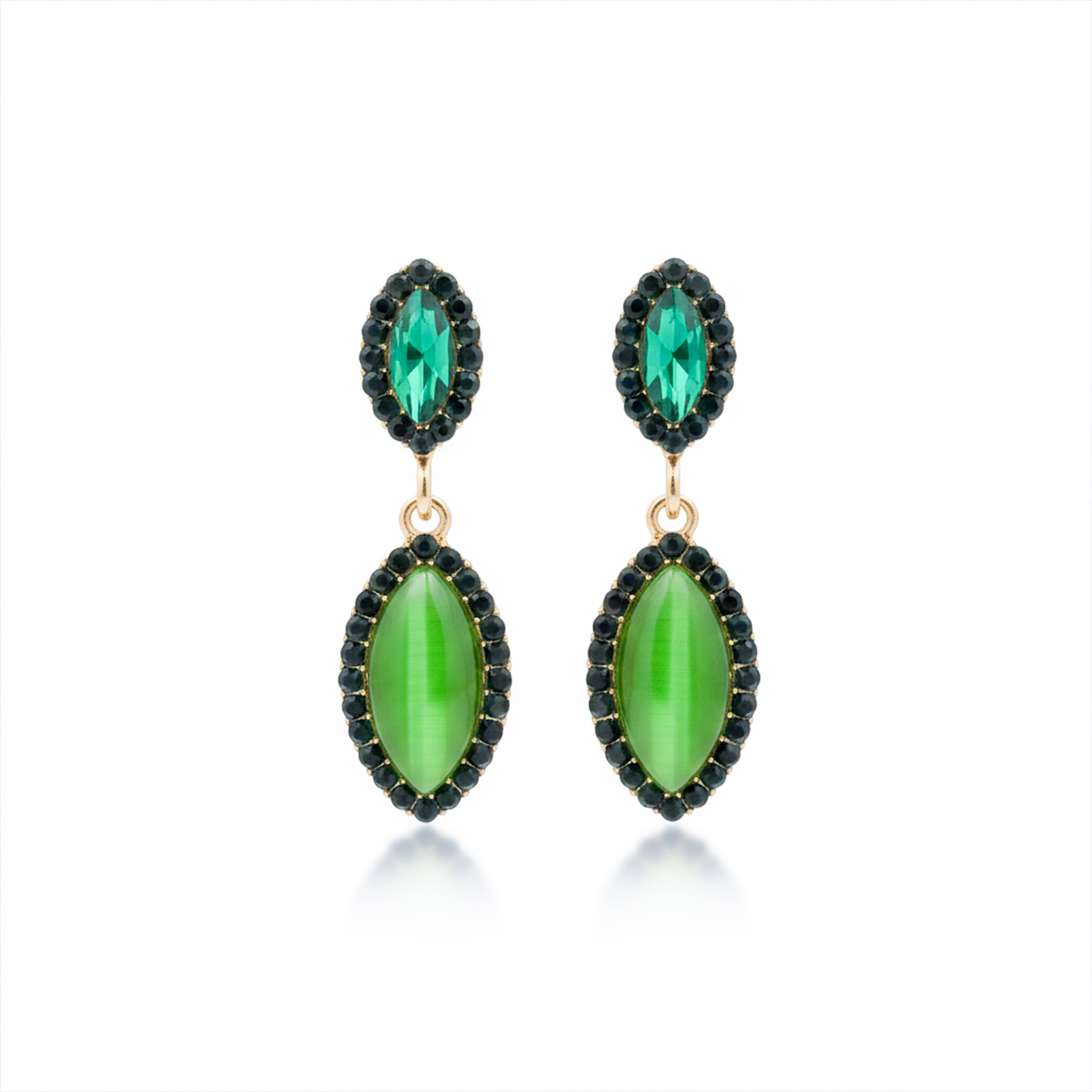 Emerald Green CrystaL Drop Earrings for women in Gold - Finora Jewels
