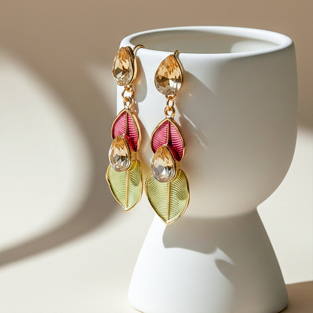 Elegant Leaf Drop Earrings for women in Gold - Finora Jewels