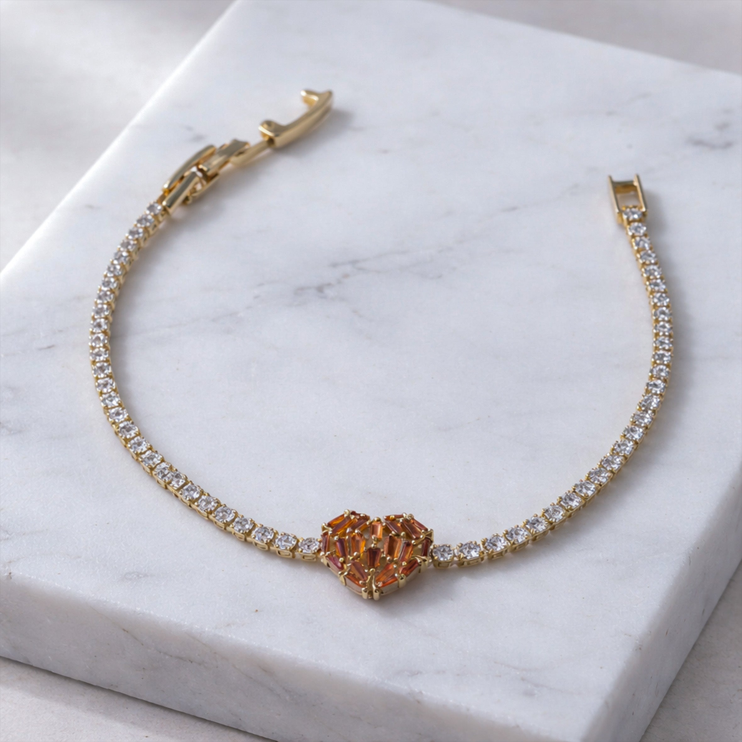 Women Bracelet Heart Tennis Gold jewellery - Finora Jewels