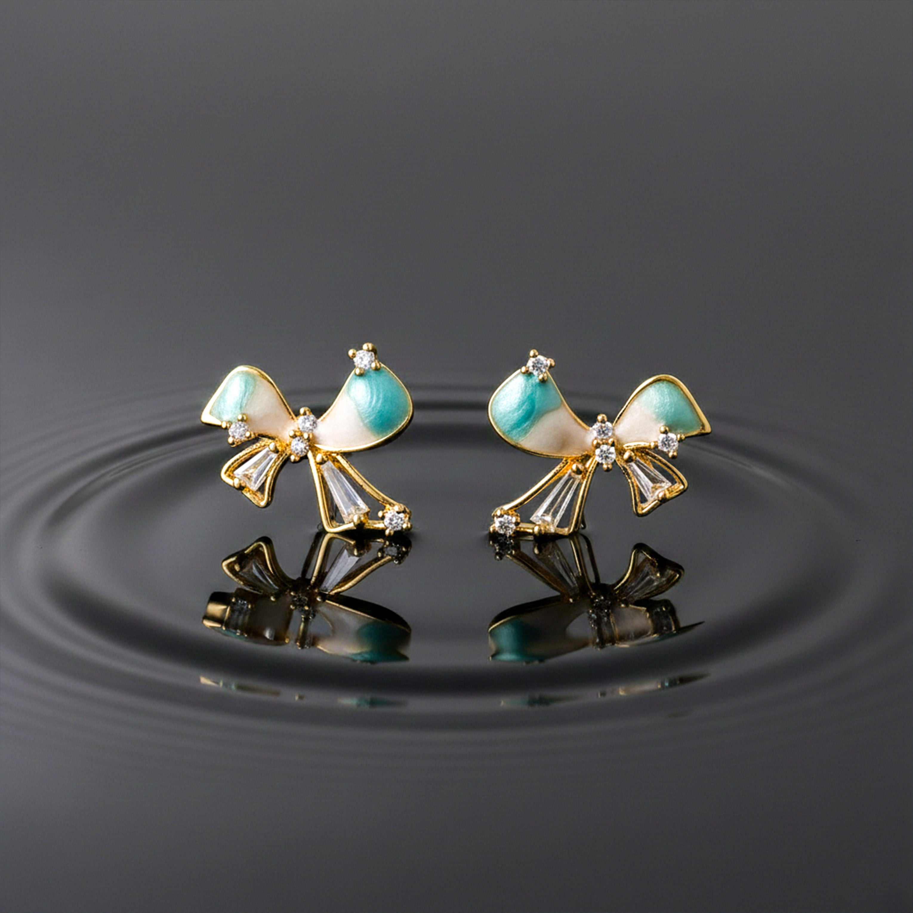 Gold Elegant Bow Stud Stud Earrings for women - Finora Jewels
