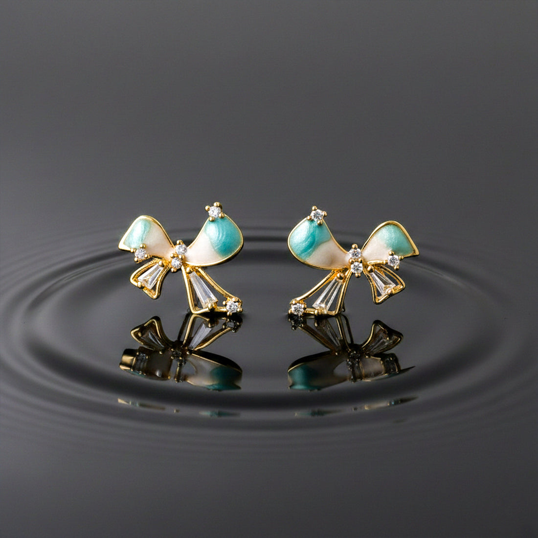 Gold Elegant Bow Stud Stud Earrings for women - Finora Jewels
