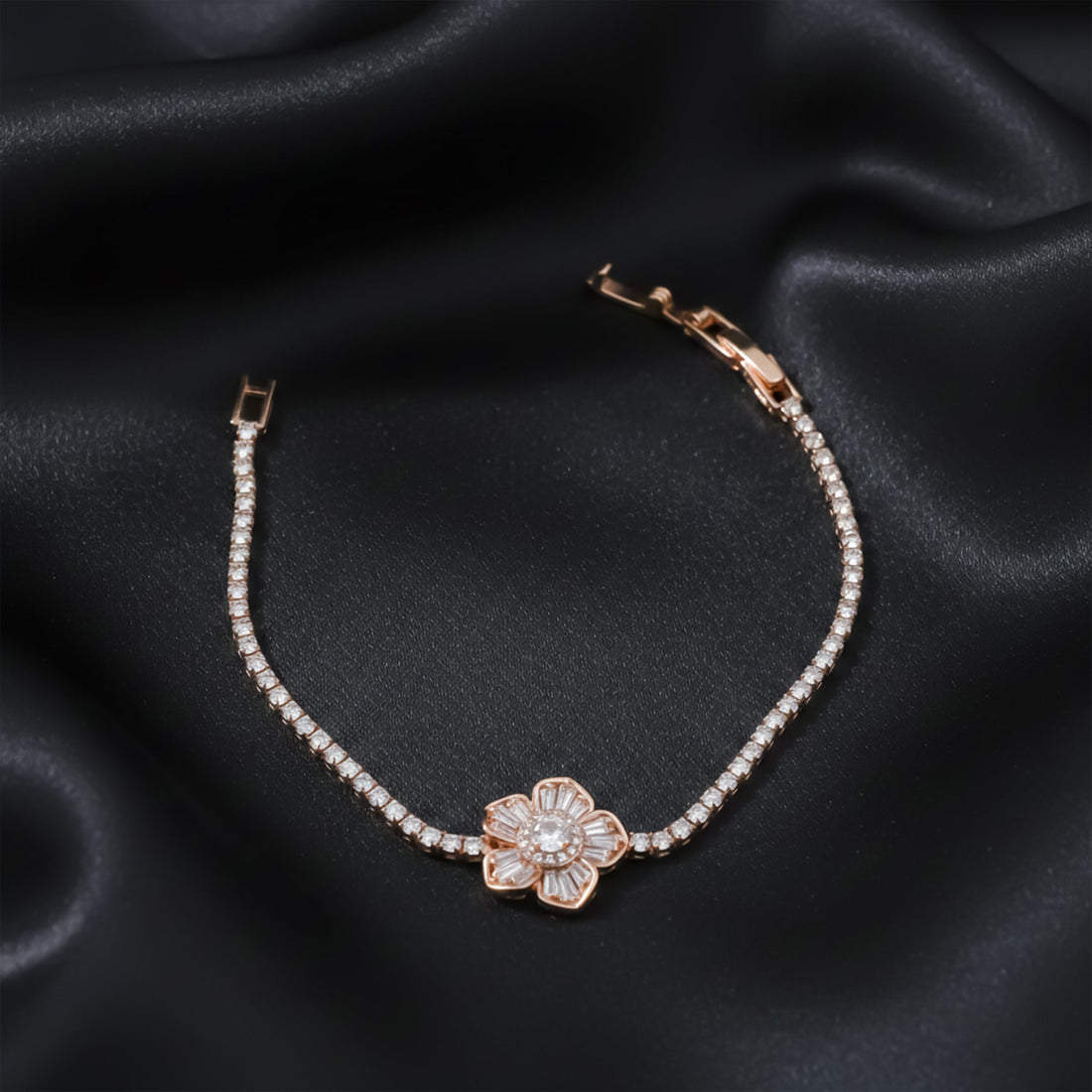 Rose Gold Floral Tennis Bracelet for women - Finora Jewels