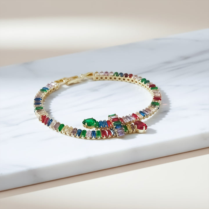 Rainbow Baguette Charm Bracelet
