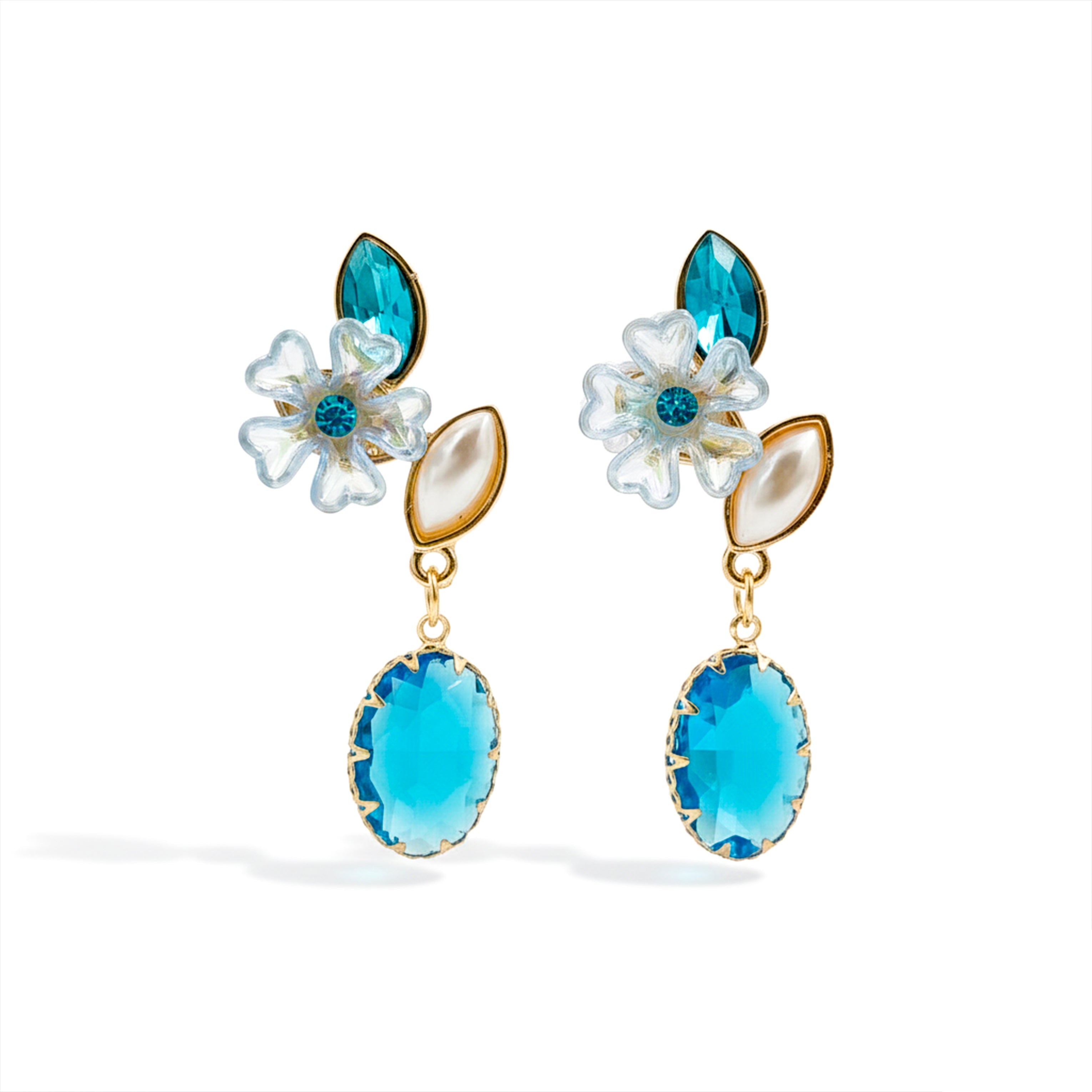 Ocean Bloom Dangle Ear Studs GWE -239