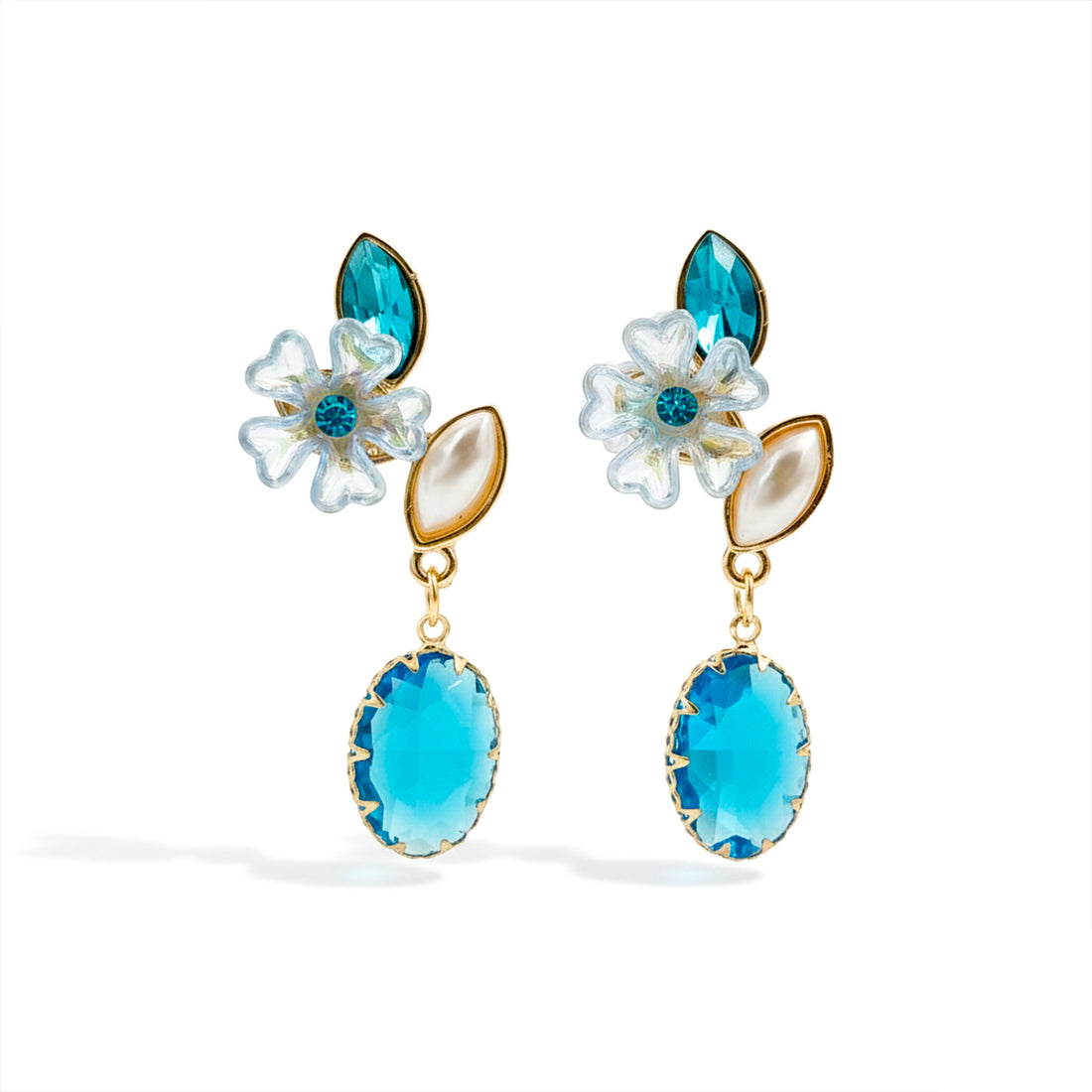 Ocean Bloom Dangle Ear Studs GWE -239
