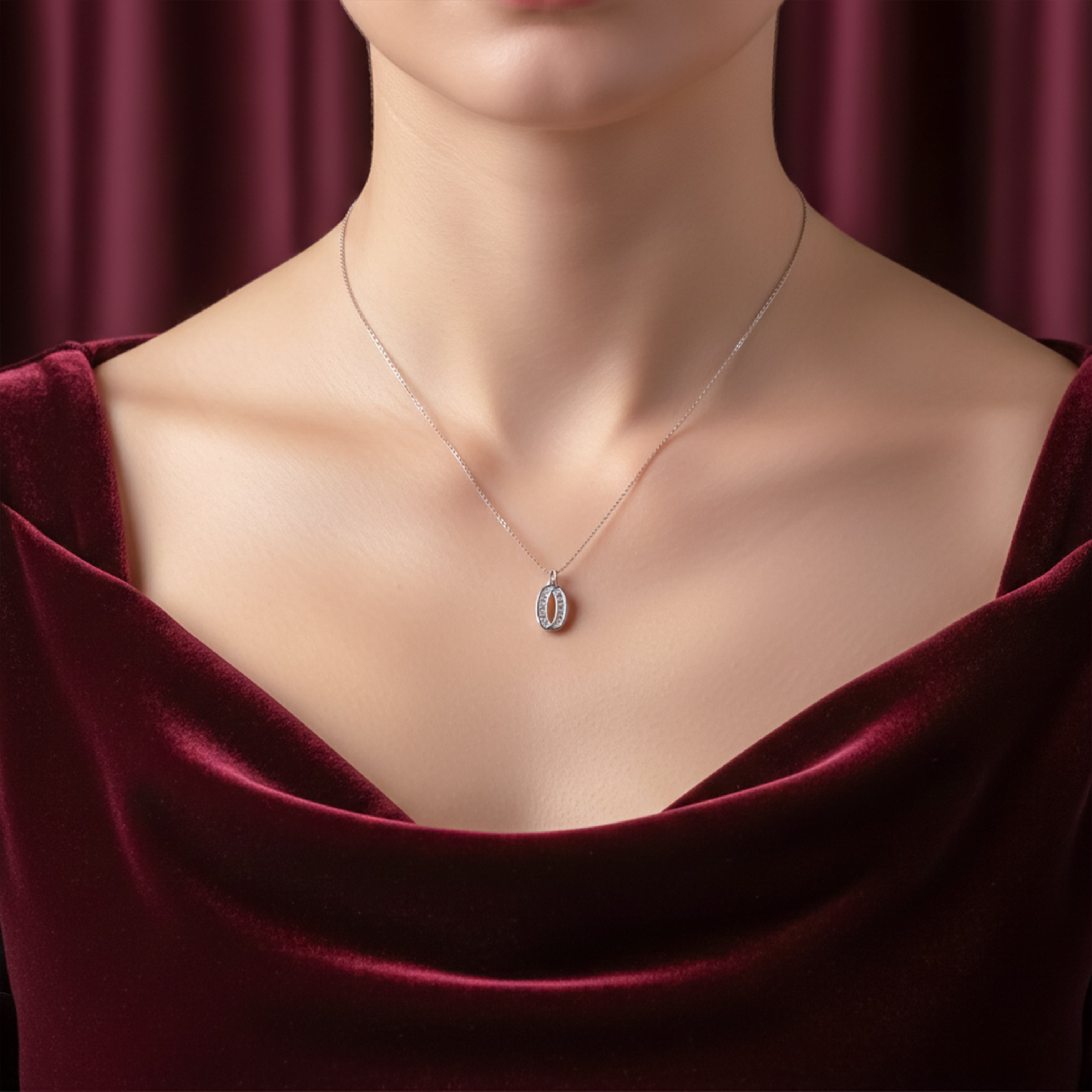 Oval Elegance Necklace for women in Silver - Finora Jewels