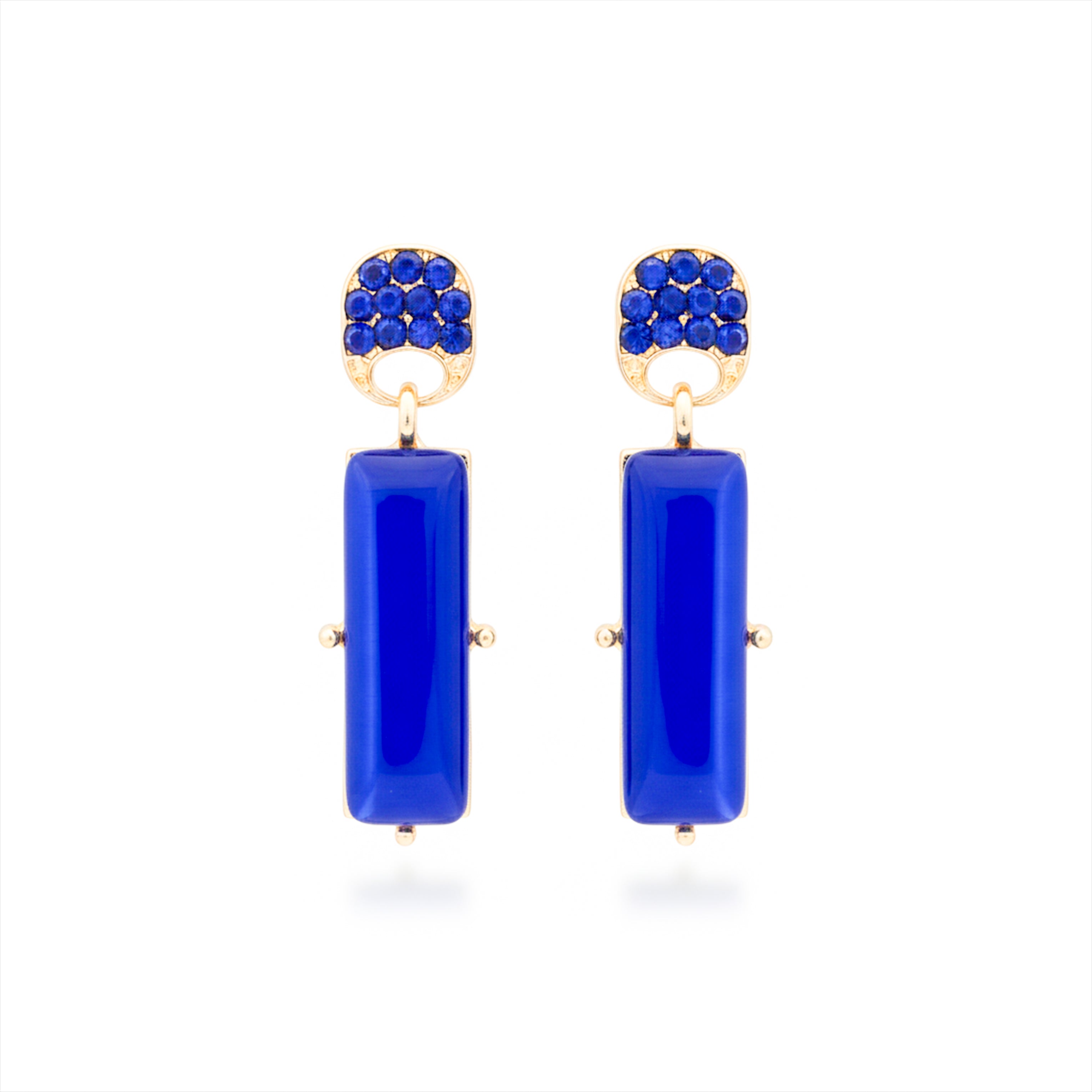 Women Stud Earrings Royal Blue Crystal Gold jewellery - Finora Jewels